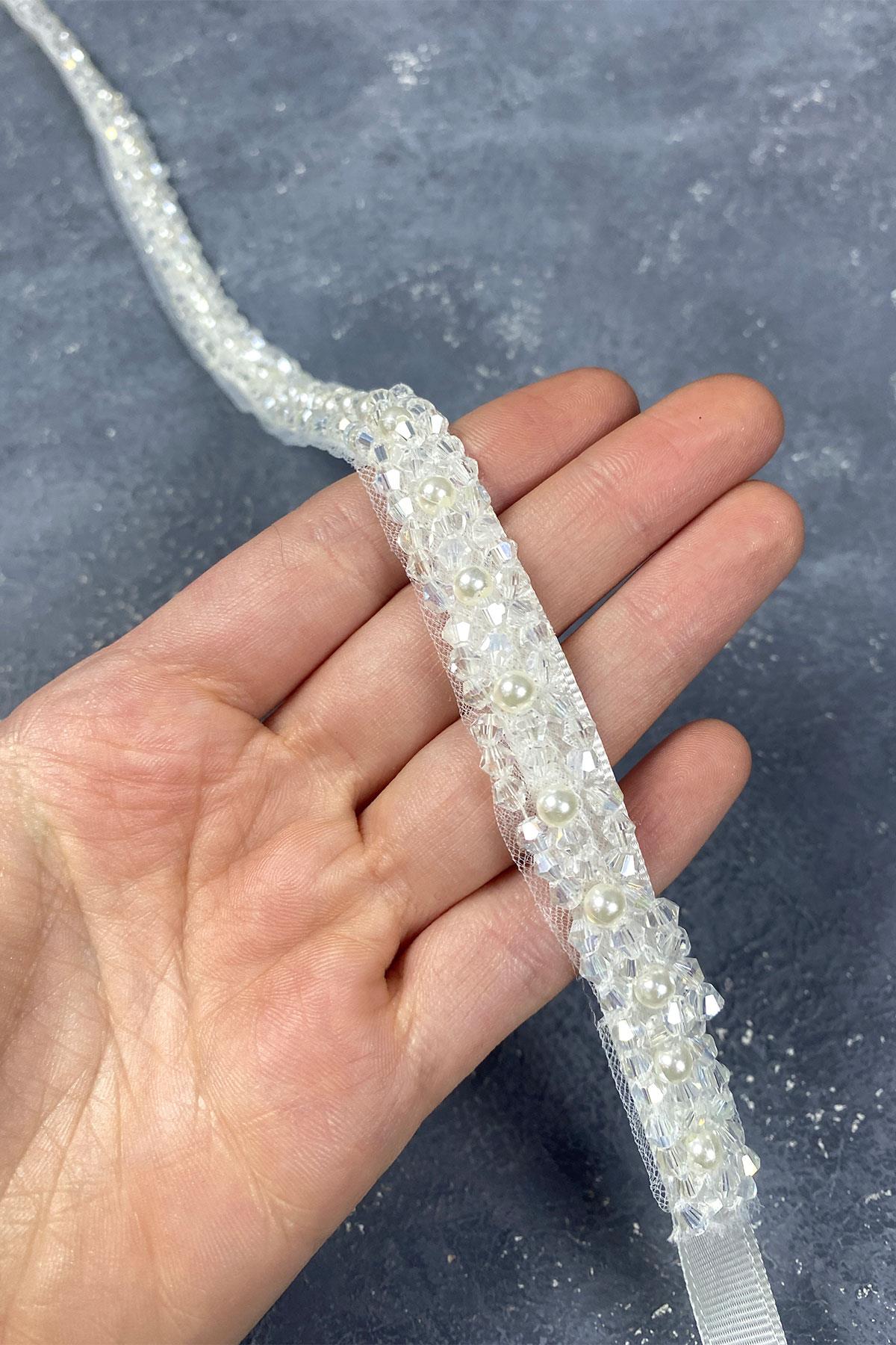 Crystal Beads And Pearls Evening Dress Belt Accessory