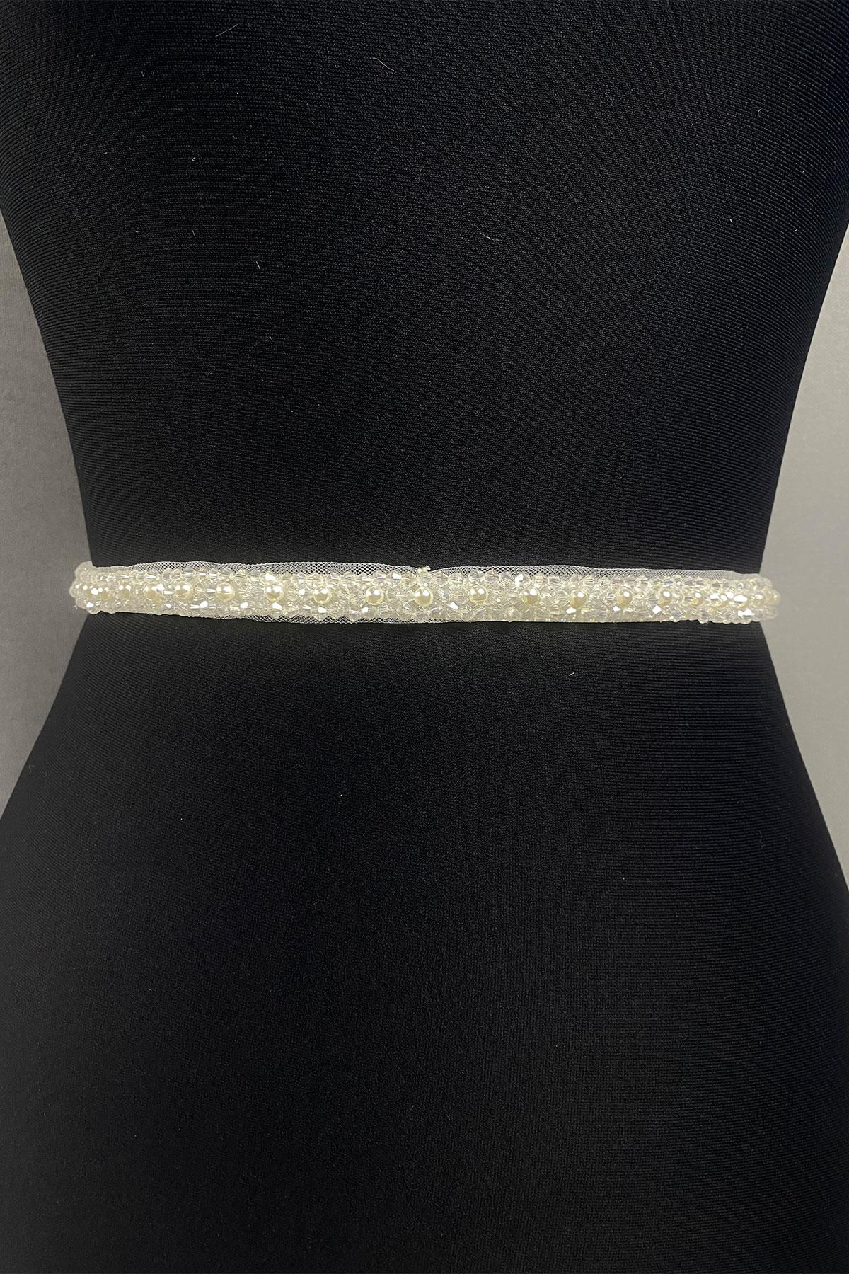 Crystal Beads And Pearls Evening Dress Belt Accessory
