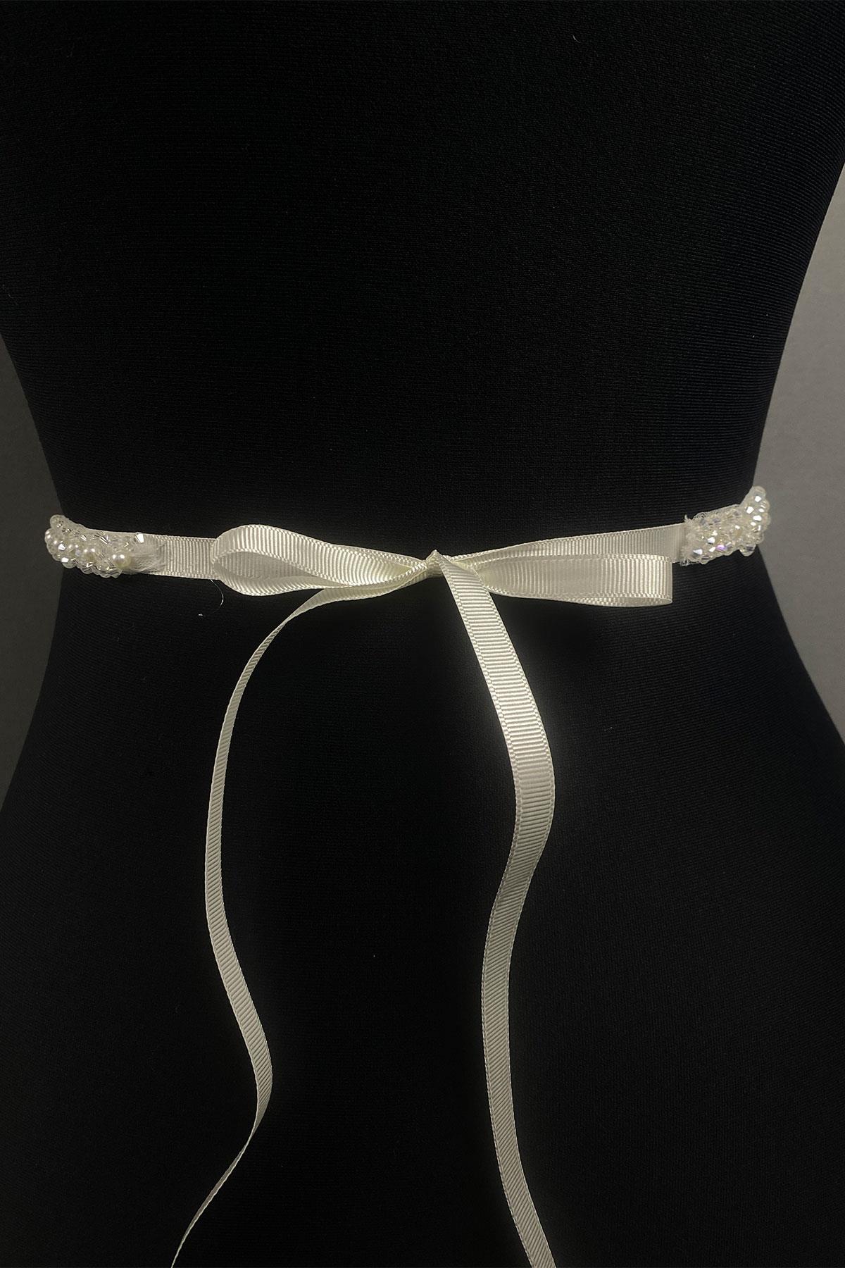 Crystal Beads And Pearls Evening Dress Belt Accessory