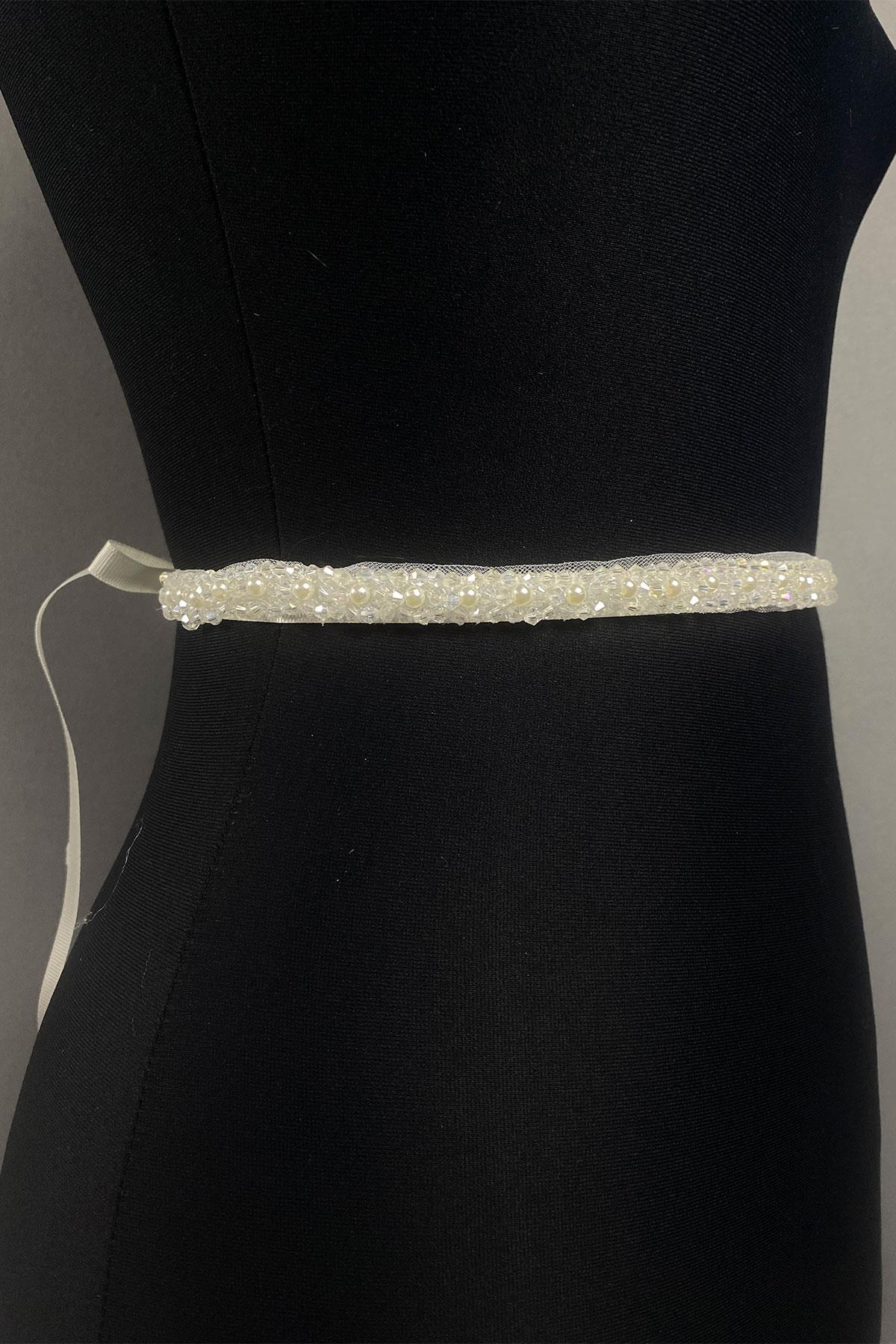 Crystal Beads And Pearls Evening Dress Belt Accessory