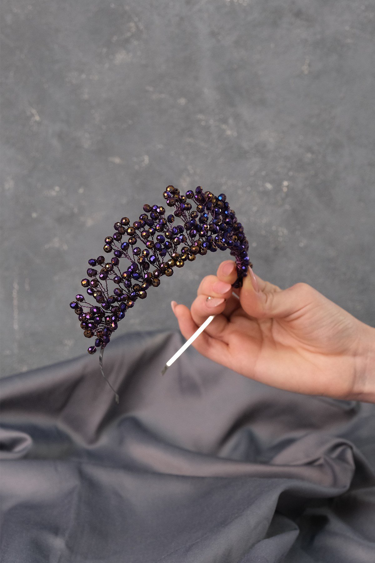 Kristal Boncuklu Aren Gelin Kına Tacı