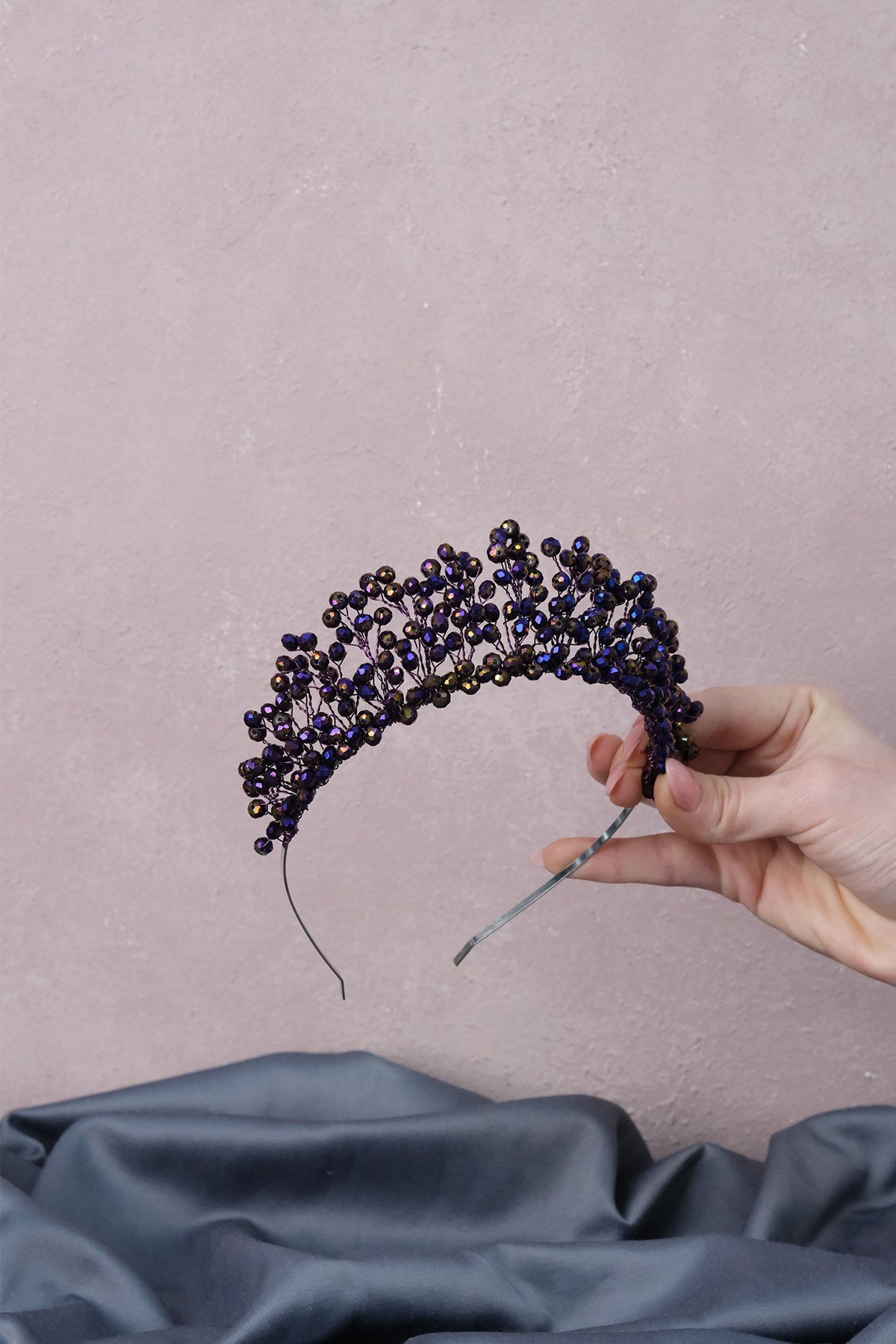 Kristal Boncuklu Aren Gelin Kına Tacı