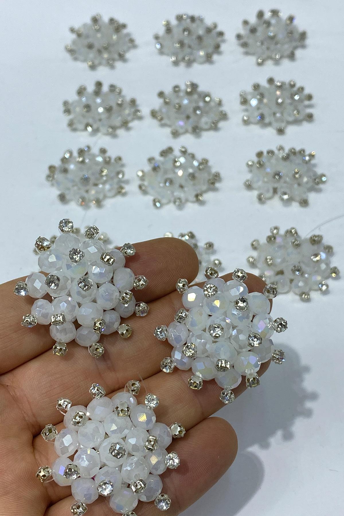 Kristal İnci Boncuklu Taşlı Broş
