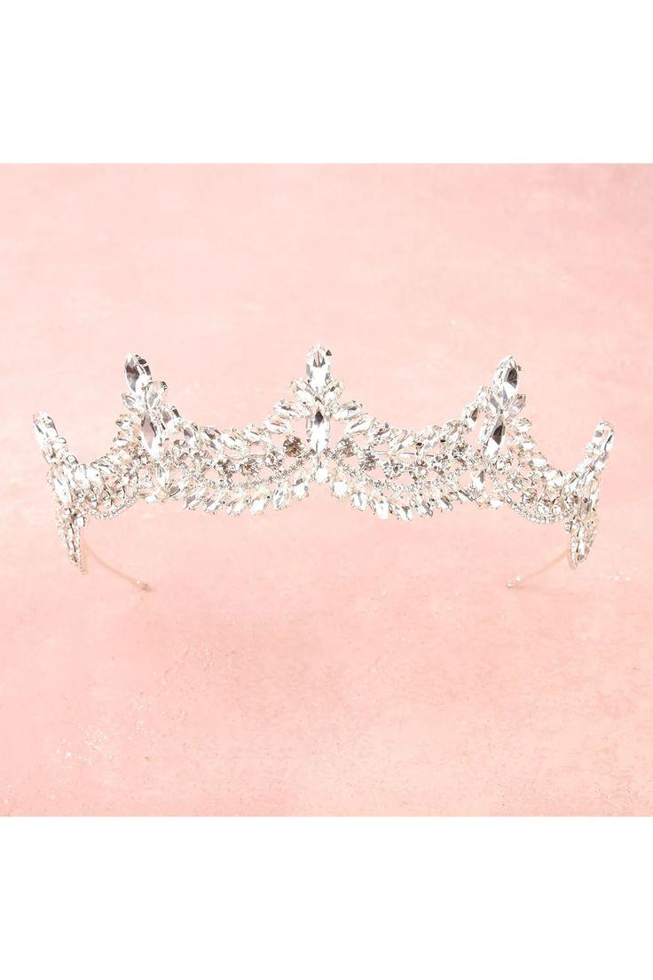 Crystal Embellished Sparkling Bridal Princess Tiara, Queen Tiara for Henna Night, Bride Wedding Tiara, Silver
