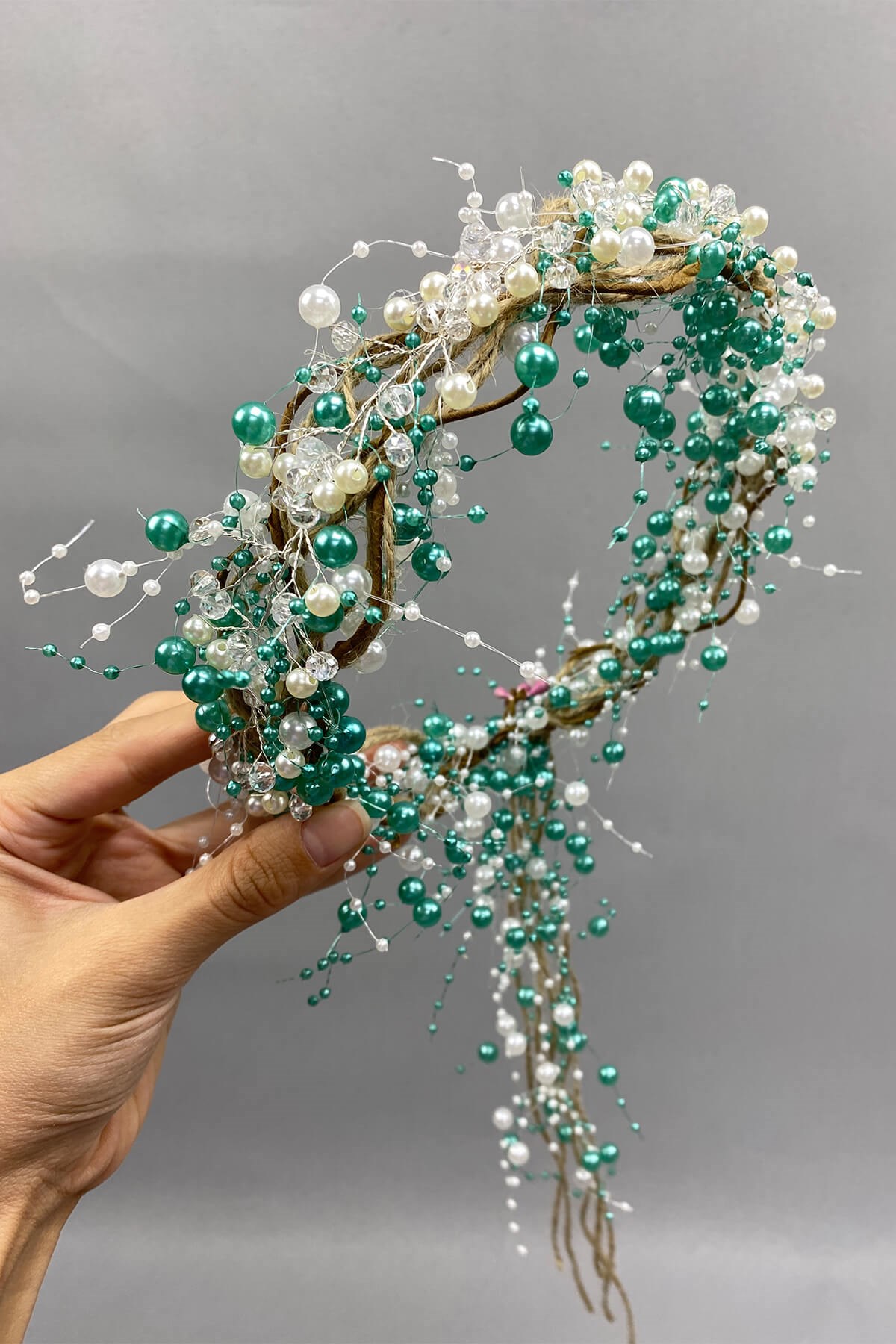 Crystal Cream Pearls and Straw Bridal Crown