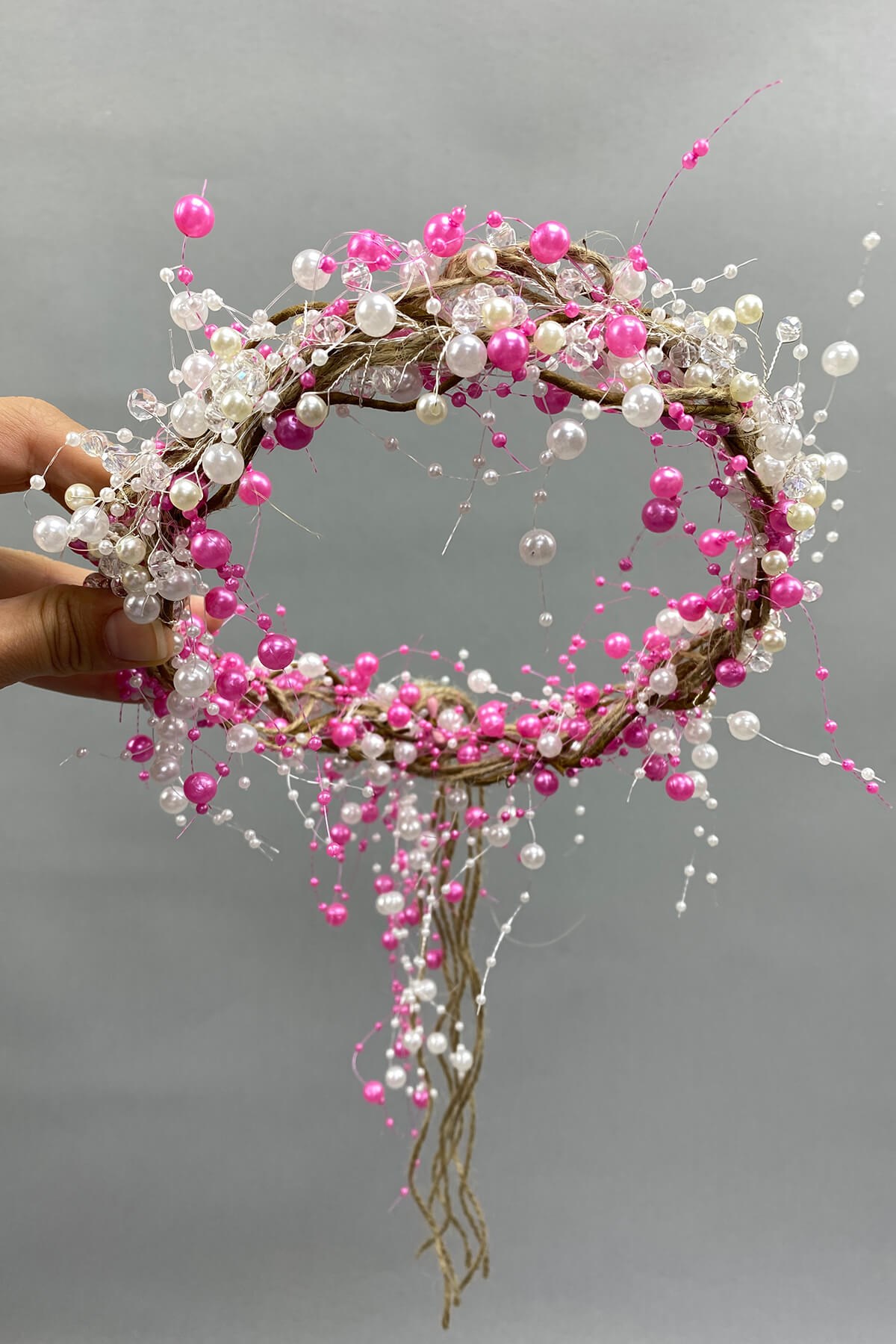 Crystal Cream Pearls and Straw Bridal Crown