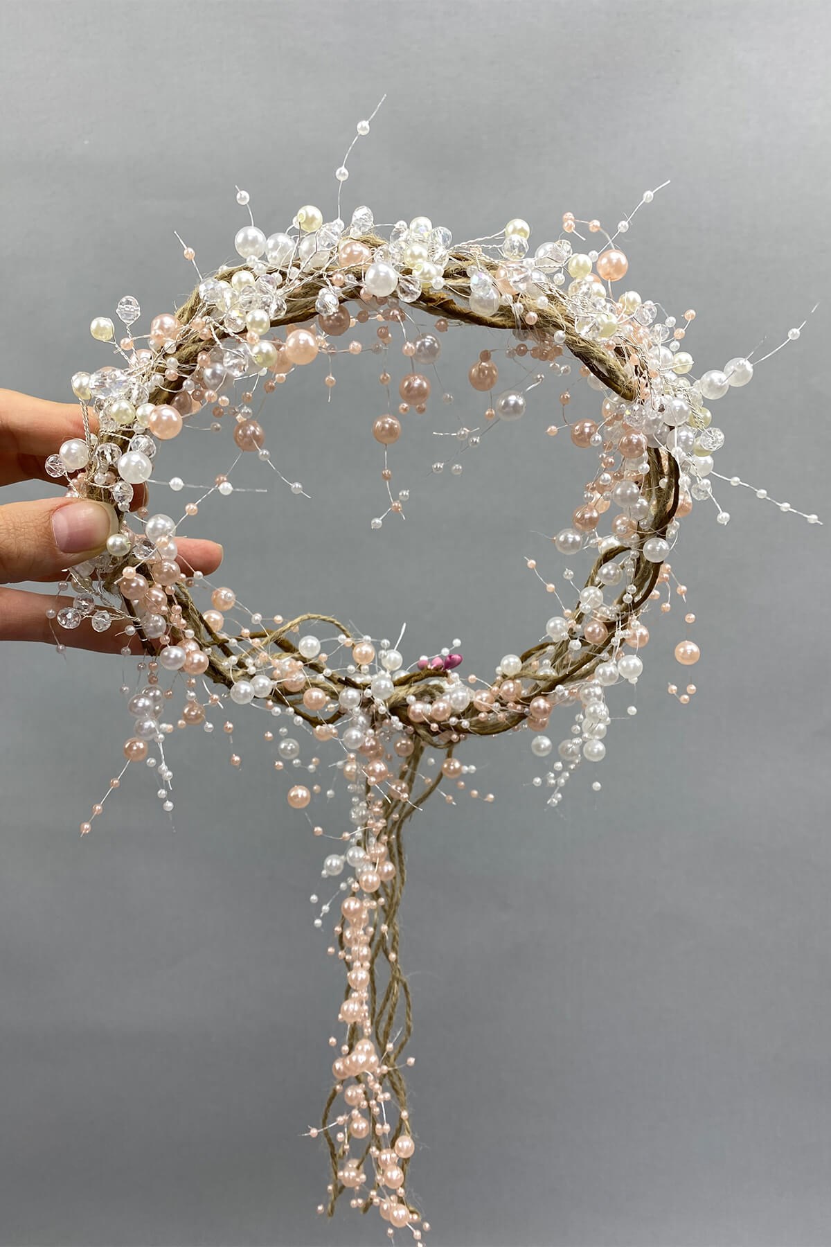 Crystal Cream Pearls and Straw Bridal Crown