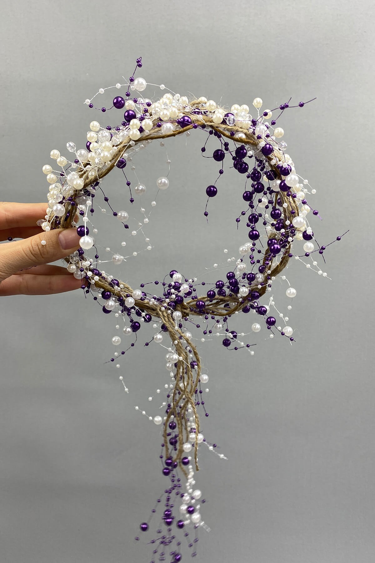 Crystal Cream Pearls and Straw Bridal Crown
