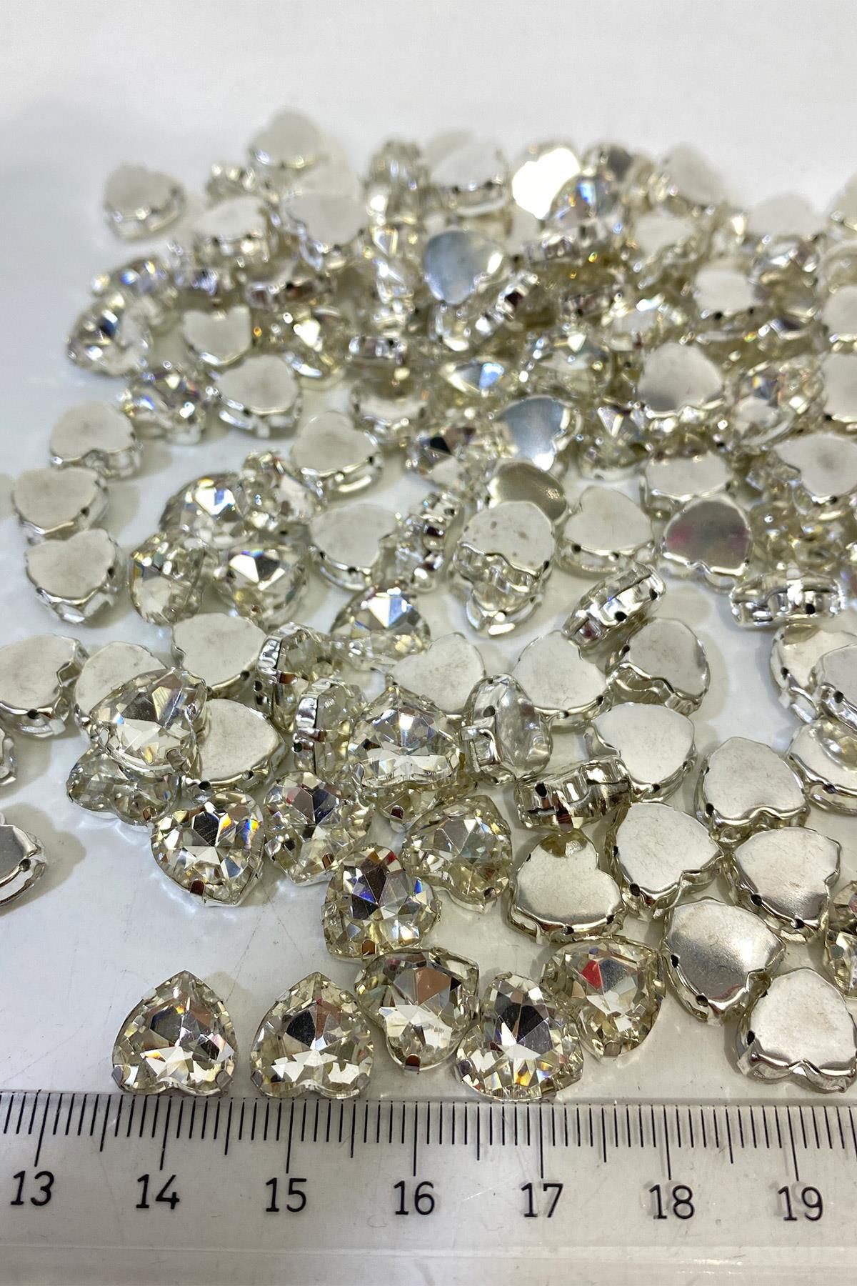 Small Heart Shaped Case Beyoglu Stone Stitched Crystal Beads 5 Pieces