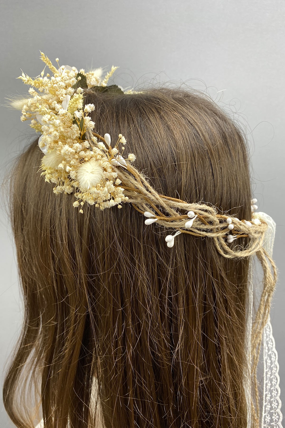 Dry Floral Design Bridal Crown and Hair Accessory