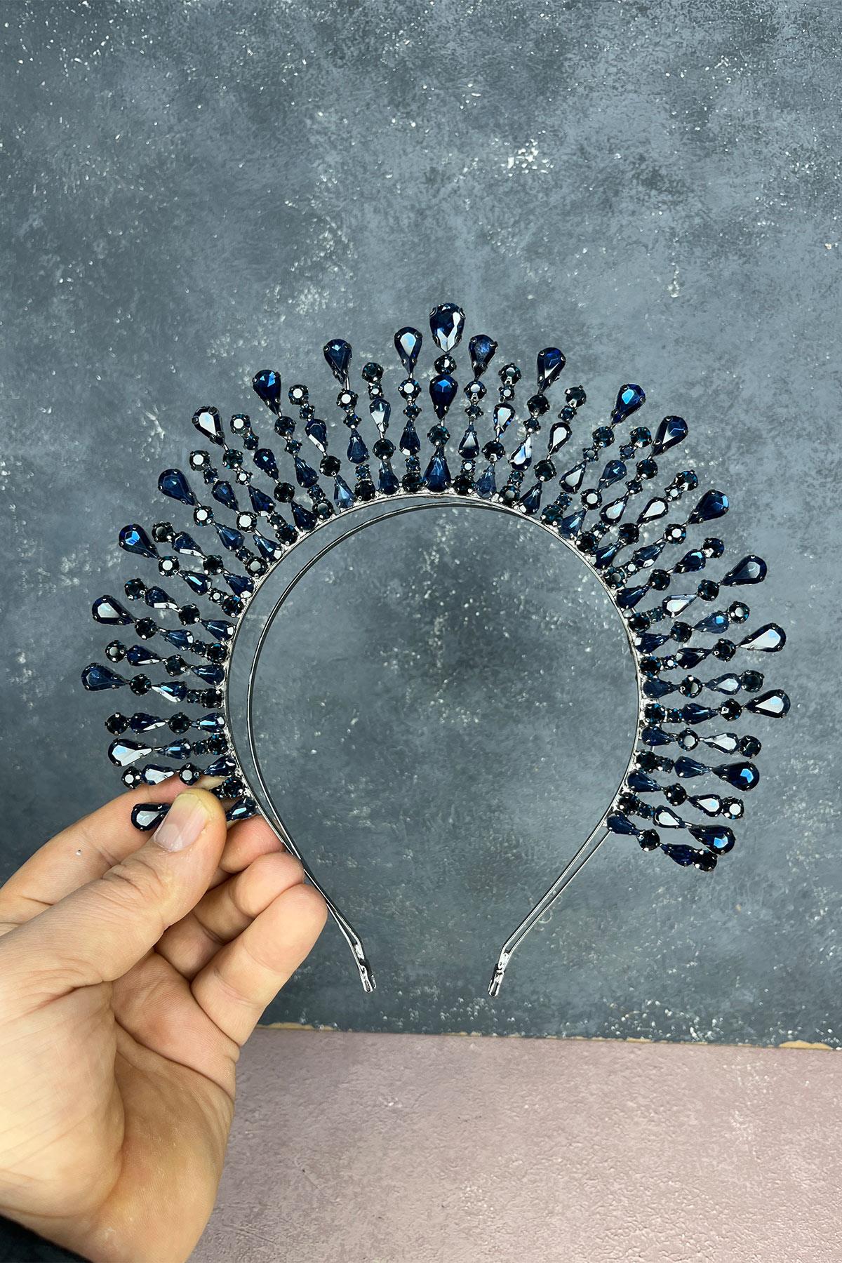 Navy Blue Ayas High Party Bridal Henna Crown