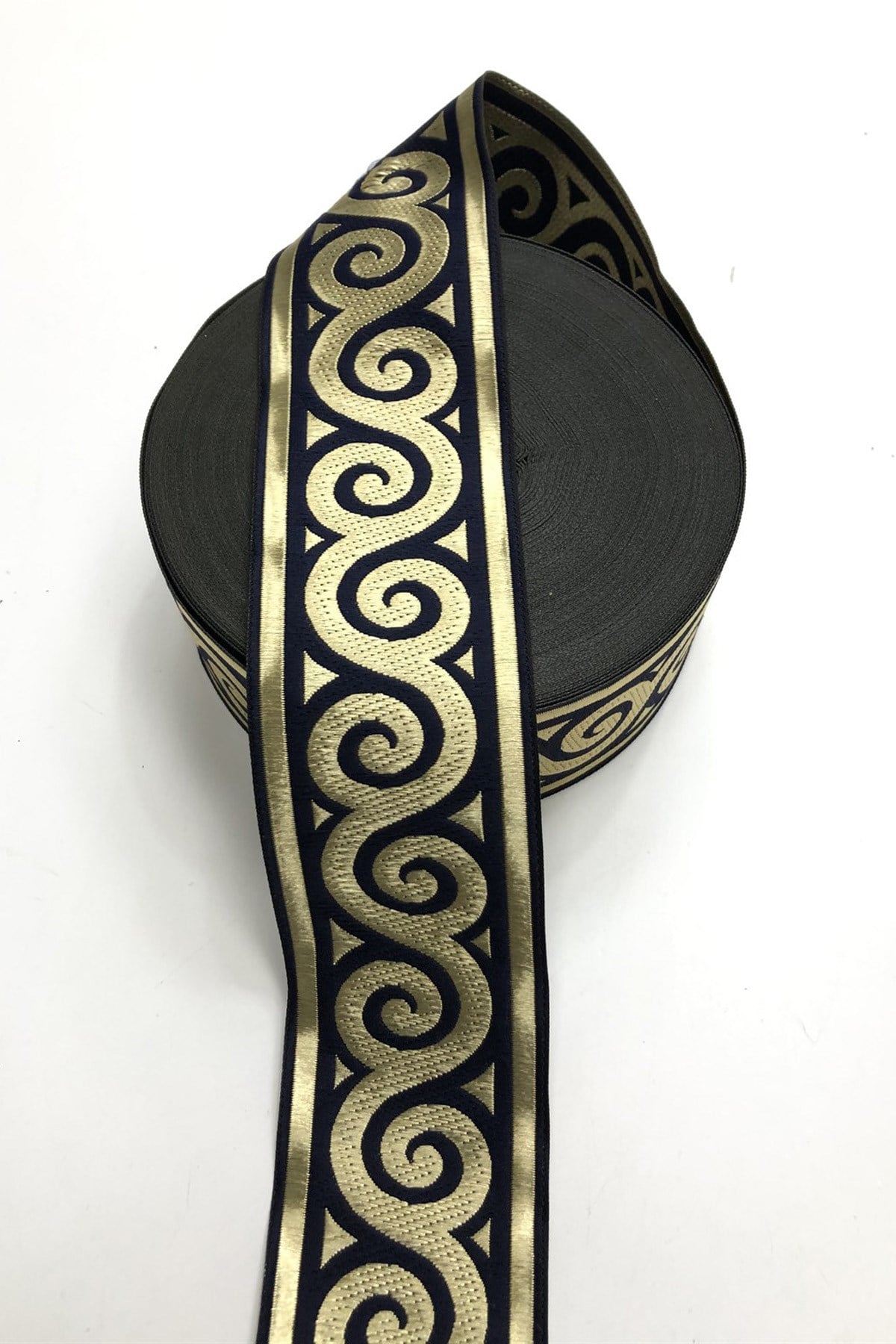 Lacivert Baskılı Kurdele 4,5 cm