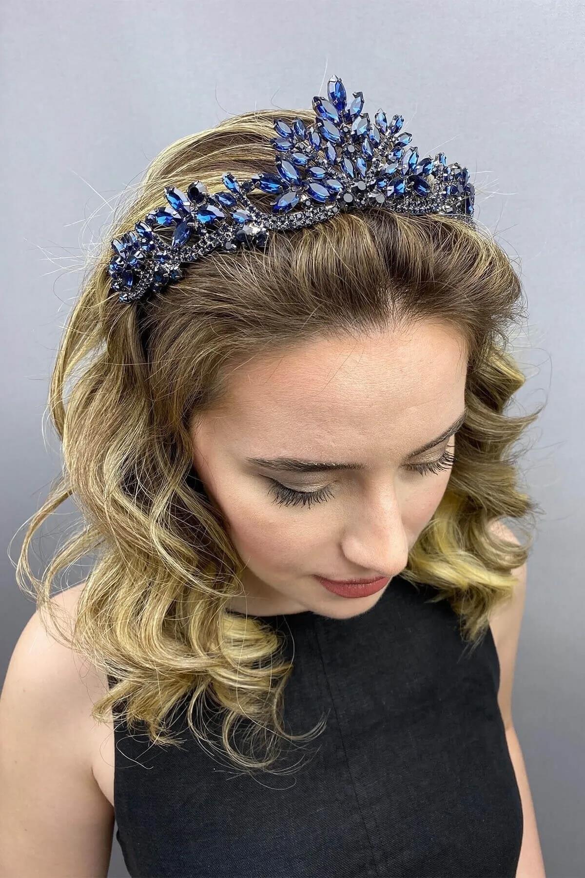 Navy Blue Berlin Model Bridal Henna Crown