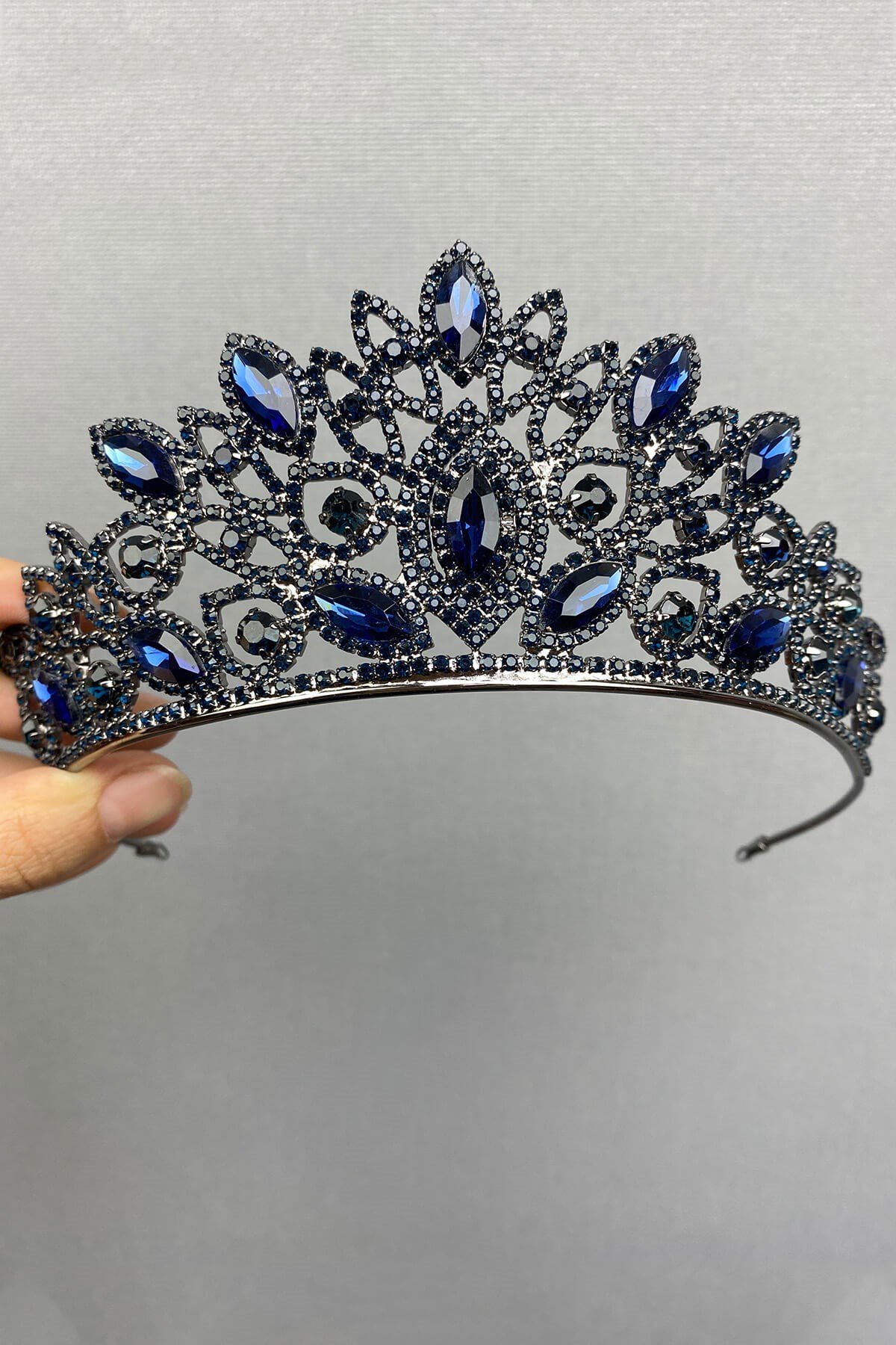 Lacivert Gelin Kına Tac ve Küpe