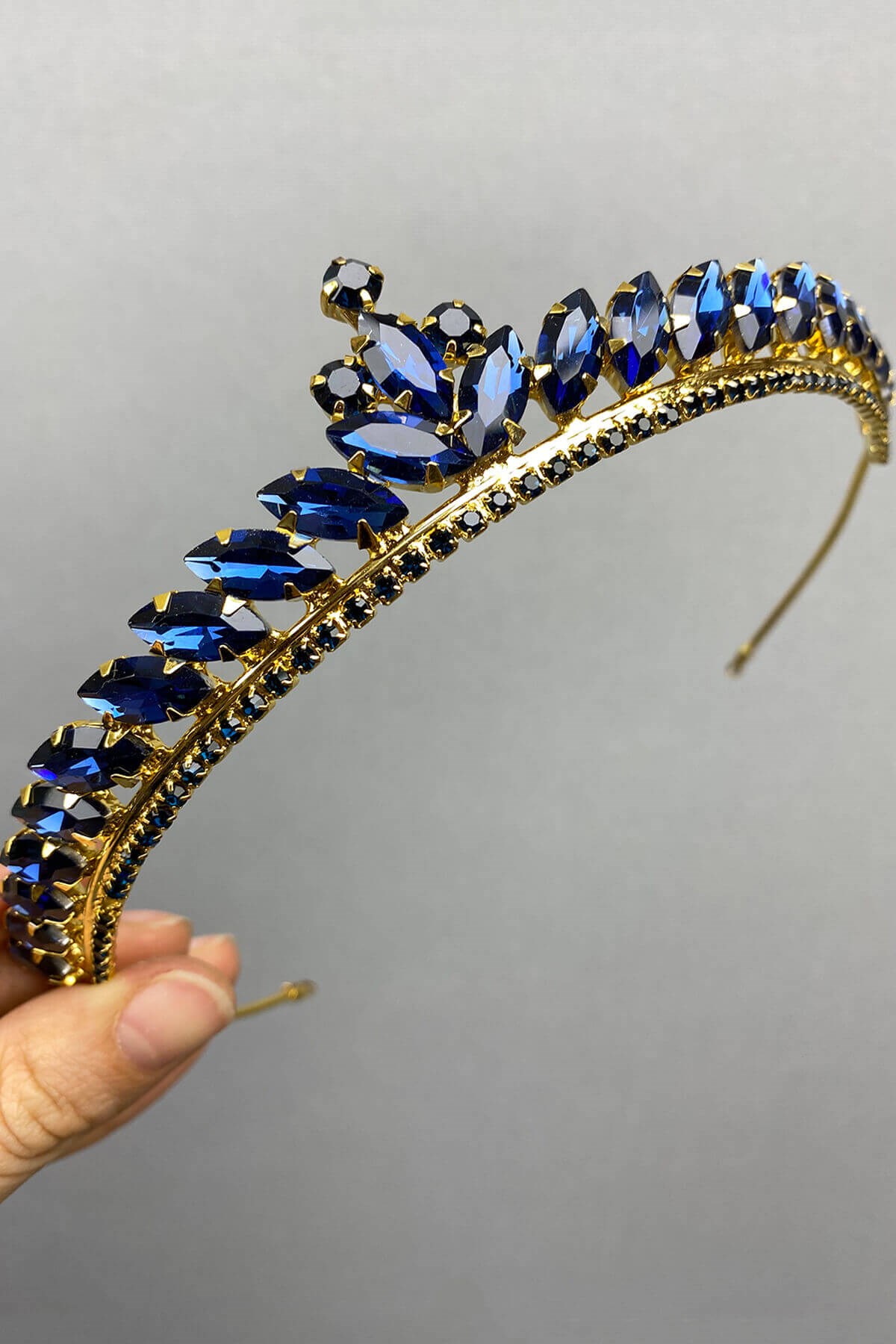 Navy Blue Gold Ece Model Slim Bridal Henna Crown