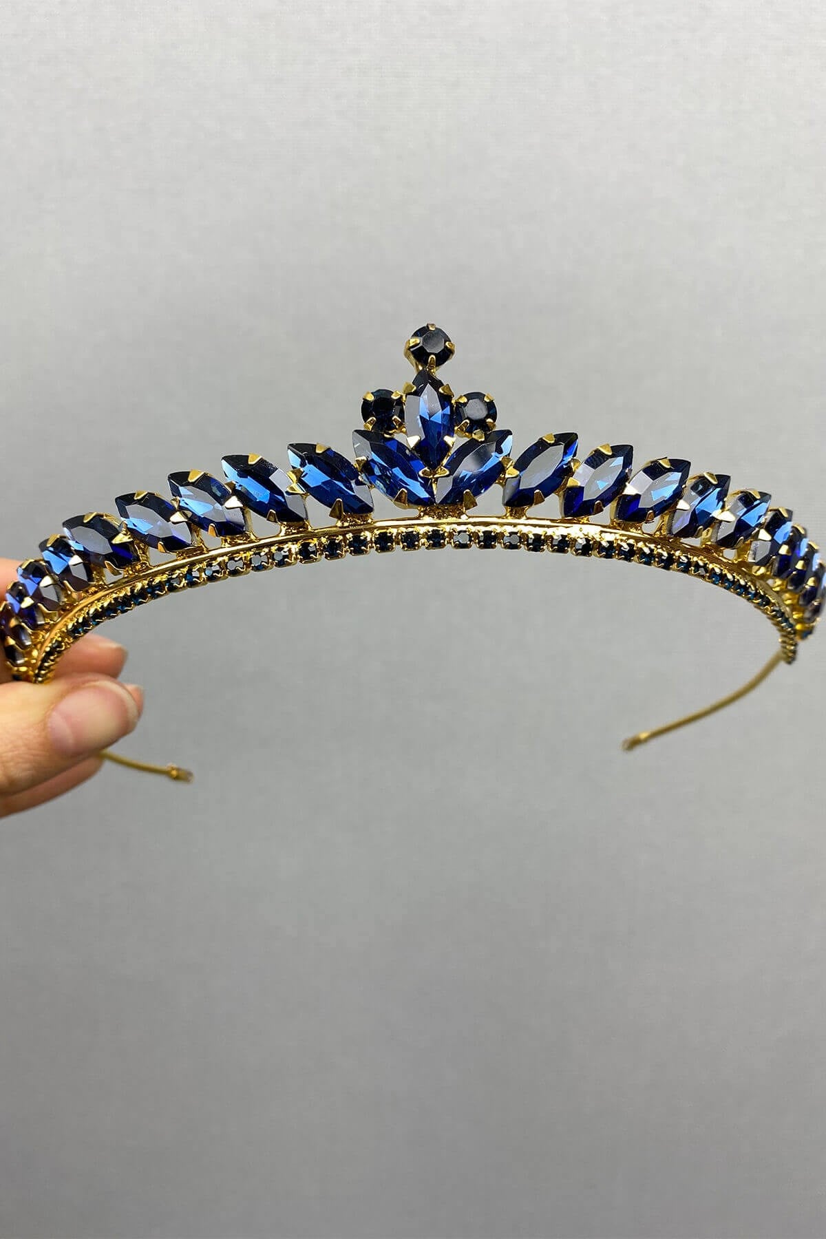 Navy Blue Gold Ece Model Slim Bridal Henna Crown