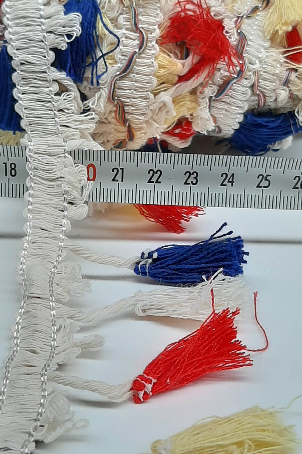 Navy Blue Cream Red Cotton Fringe Tassel