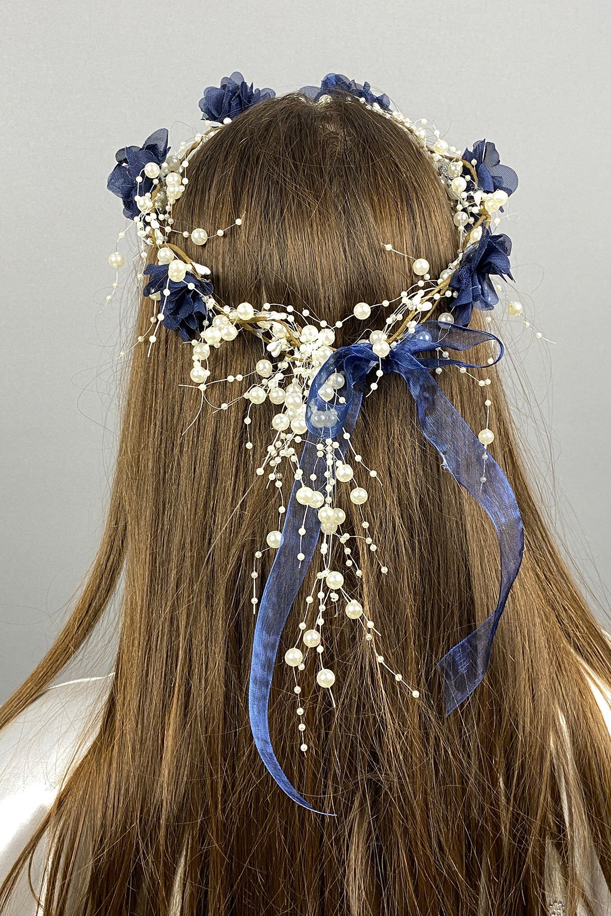 Navy Blue Laser Flower Special Design Bridesmaid Crown
