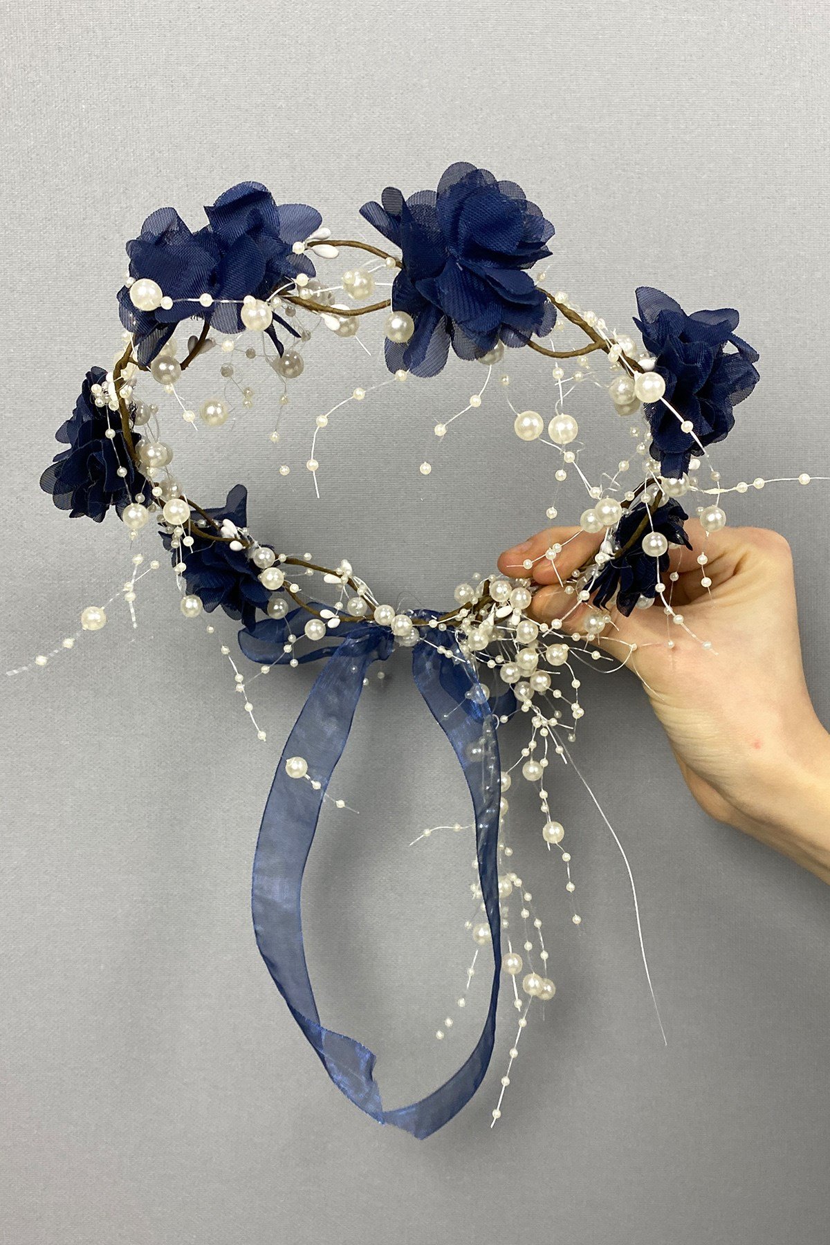 Navy Blue Laser Flower Special Design Bridesmaid Crown