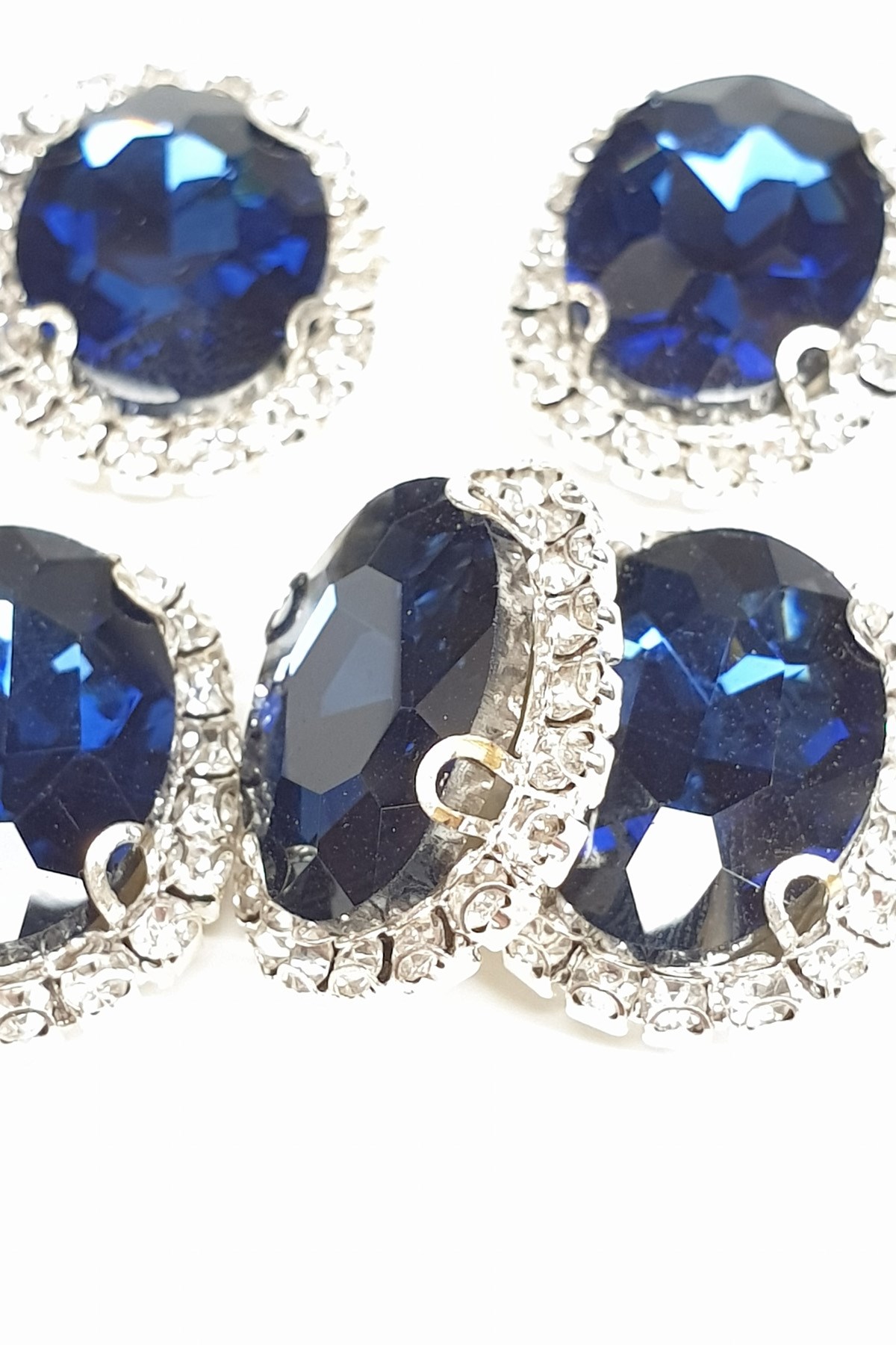 Dark Blue Oval Cased Studded Stone
