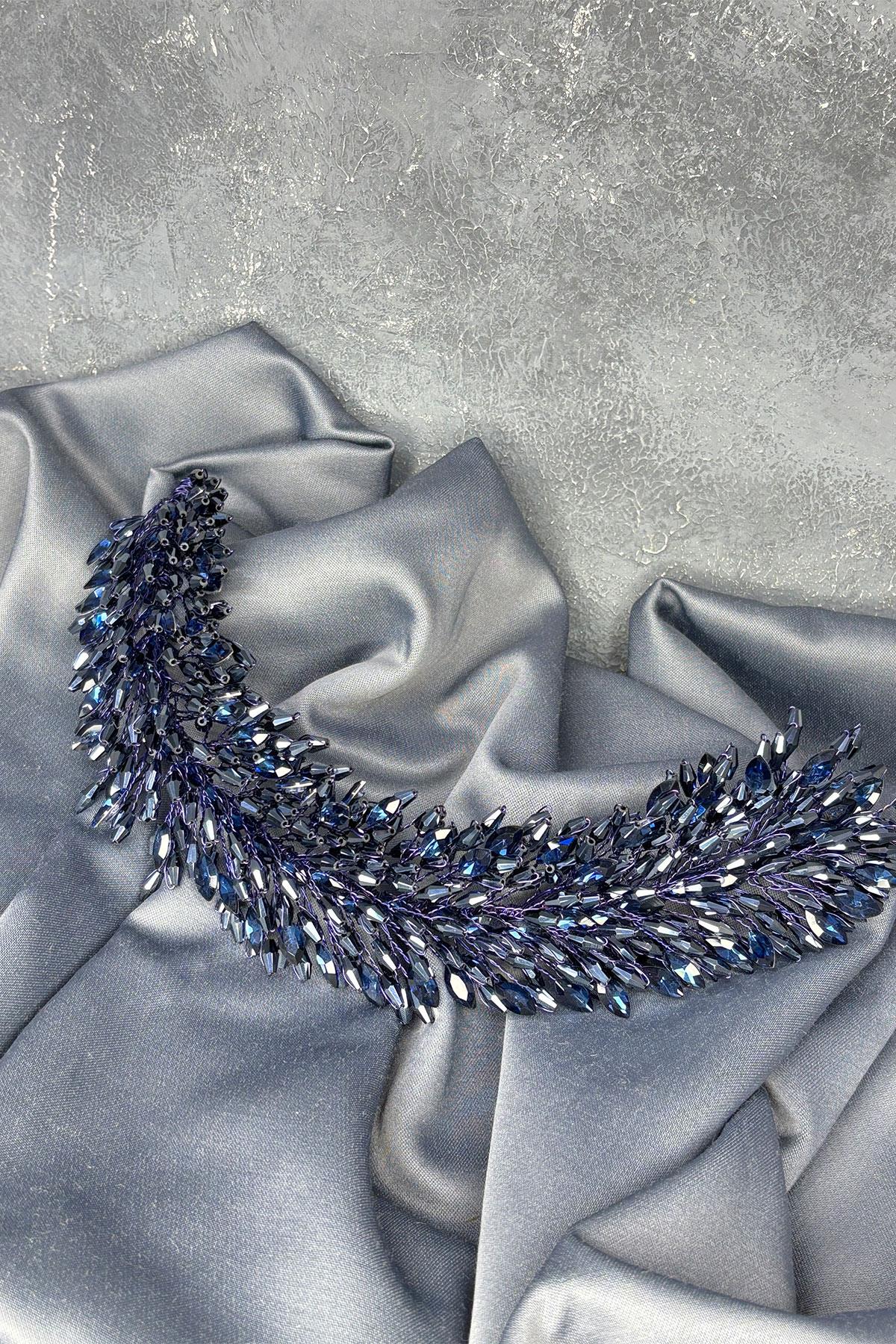 Navy Blue Salba Bridal Henna Crown and Hair Turban Accessory