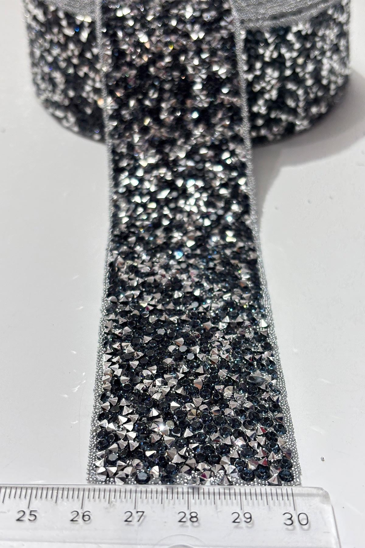 Dark Blue Iron-On Strip Stone Beads 4 cm
