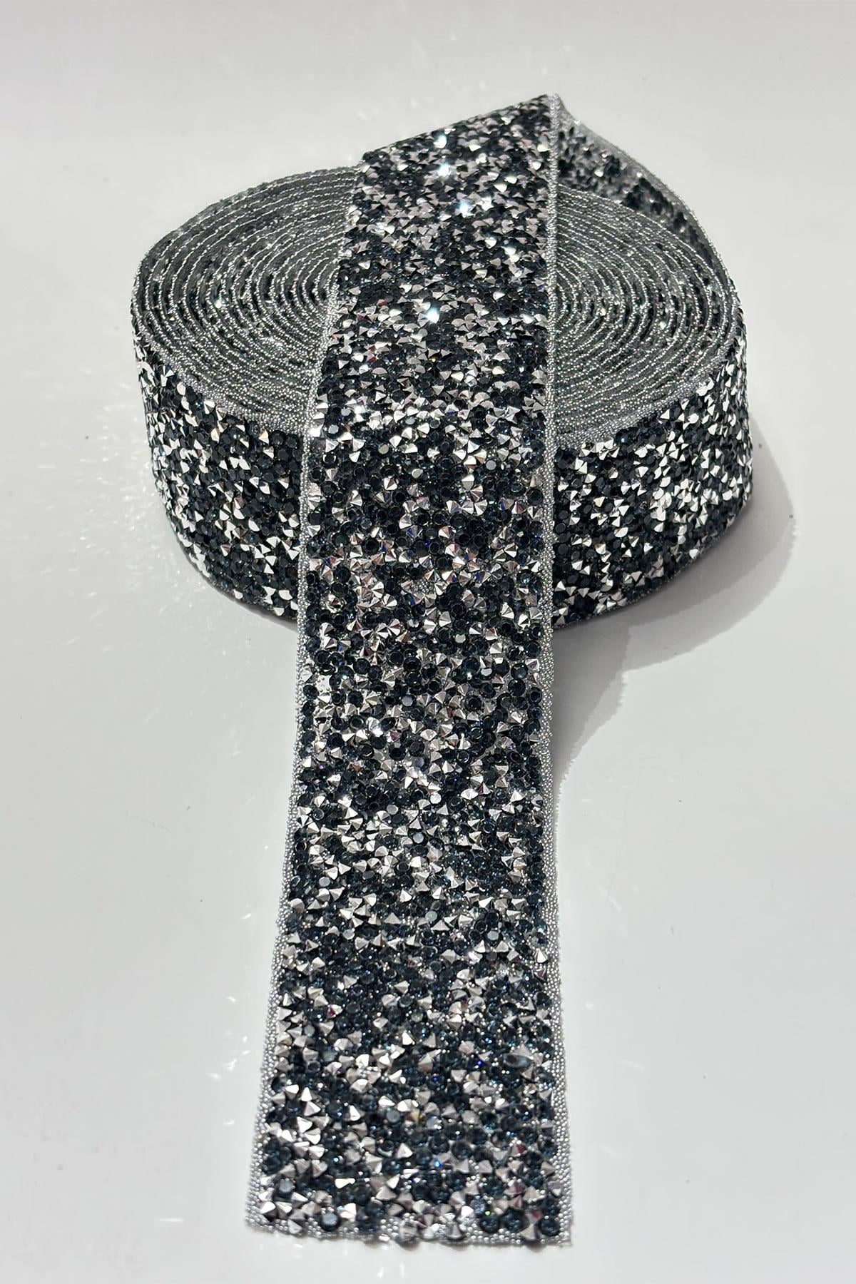 Dark Blue Iron-On Strip Stone Beads 4 cm