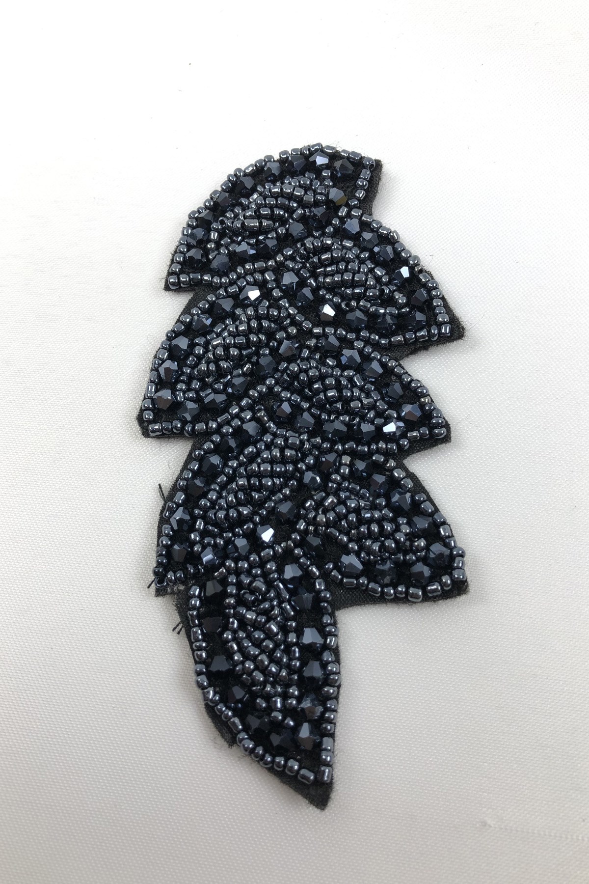 Dark Blue Leaf Patterned Iron-on Stone Applique