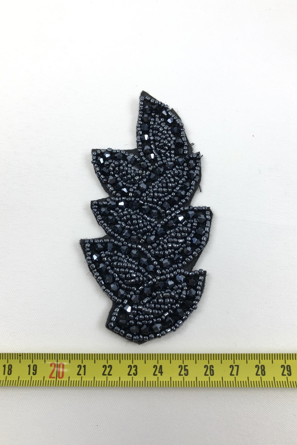 Dark Blue Leaf Patterned Iron-on Stone Applique