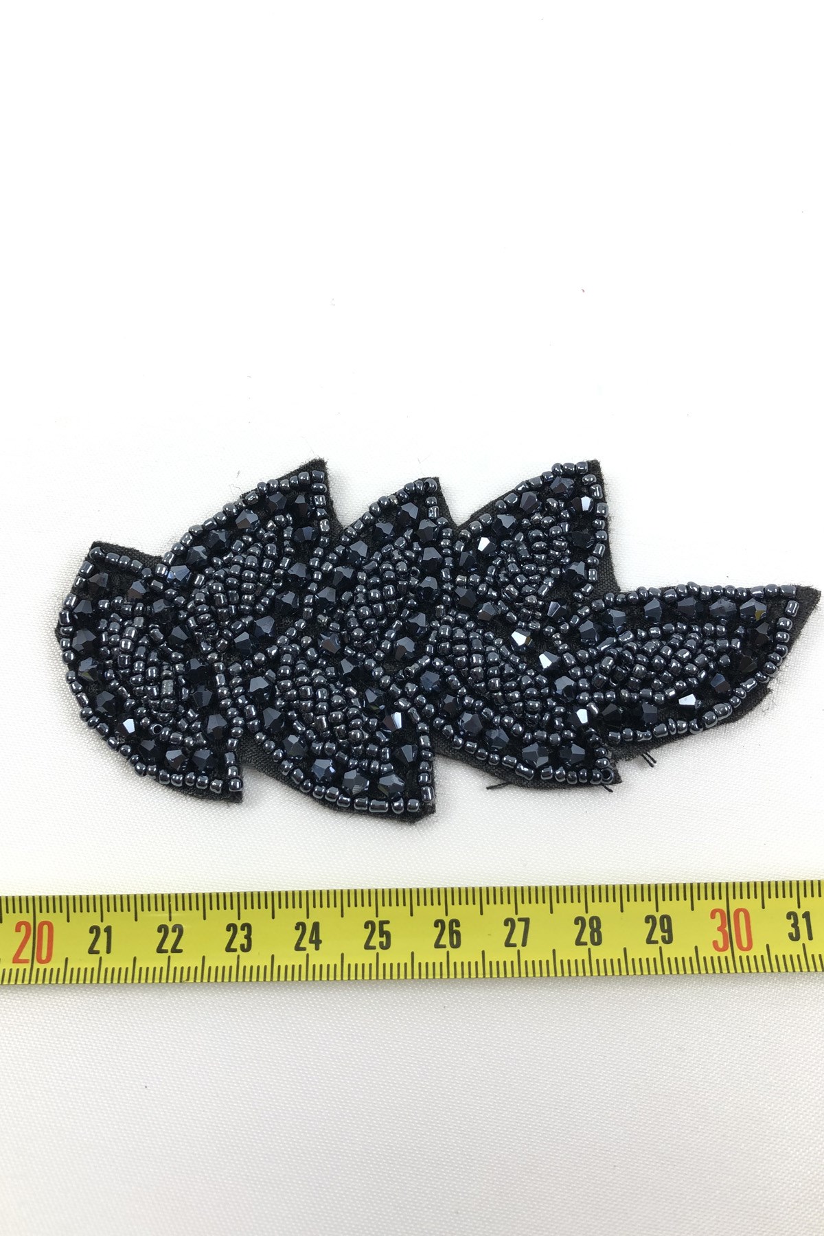 Dark Blue Leaf Patterned Iron-on Stone Applique