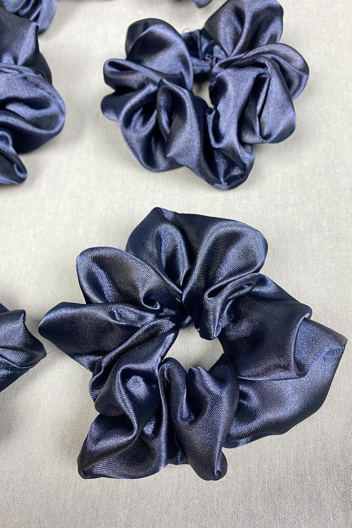 Navy Blue 6-Piece Satin Hair Rubber Buckle Set