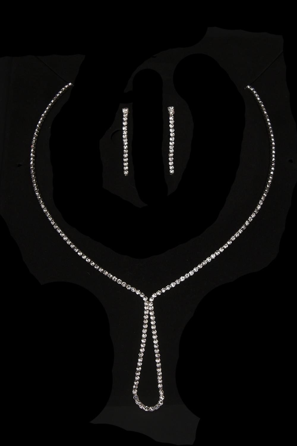Lade Stylish Crystal Stone Evening Dress Necklace Earring Set and Lale Bridal Crown