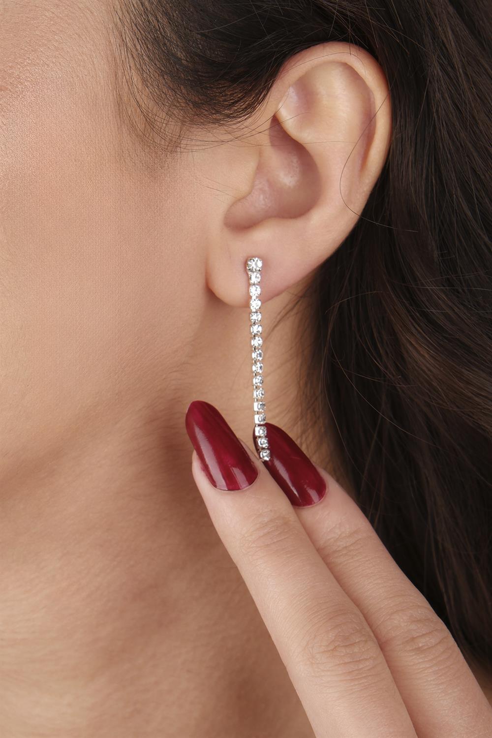 Lade Stylish Crystal Stone Evening Dress Necklace Earring Set and Thin Leaf Bridal Crown