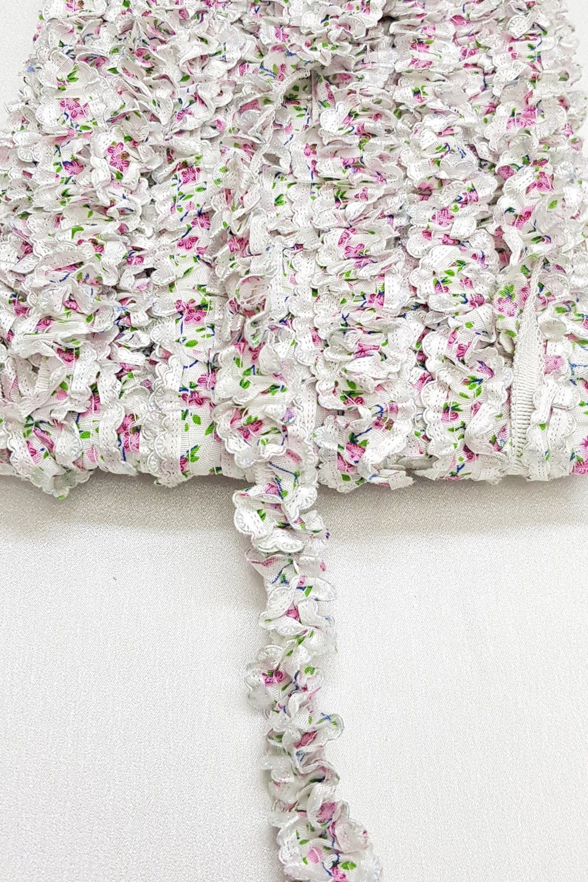 Pink Elastic Chiffon Patterned Ruffle