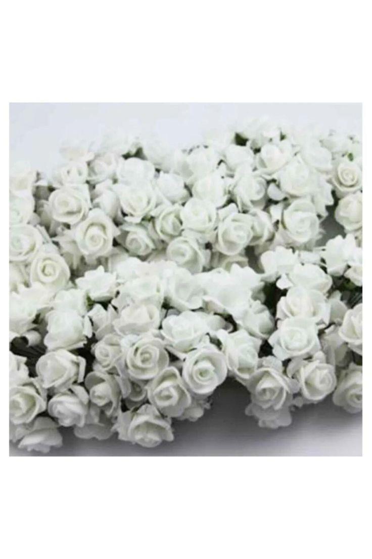 Lateks Eva Yapay Çiçek Gül Beyaz ( 2 Cm* 2 Cm ) ( 144 Adet)