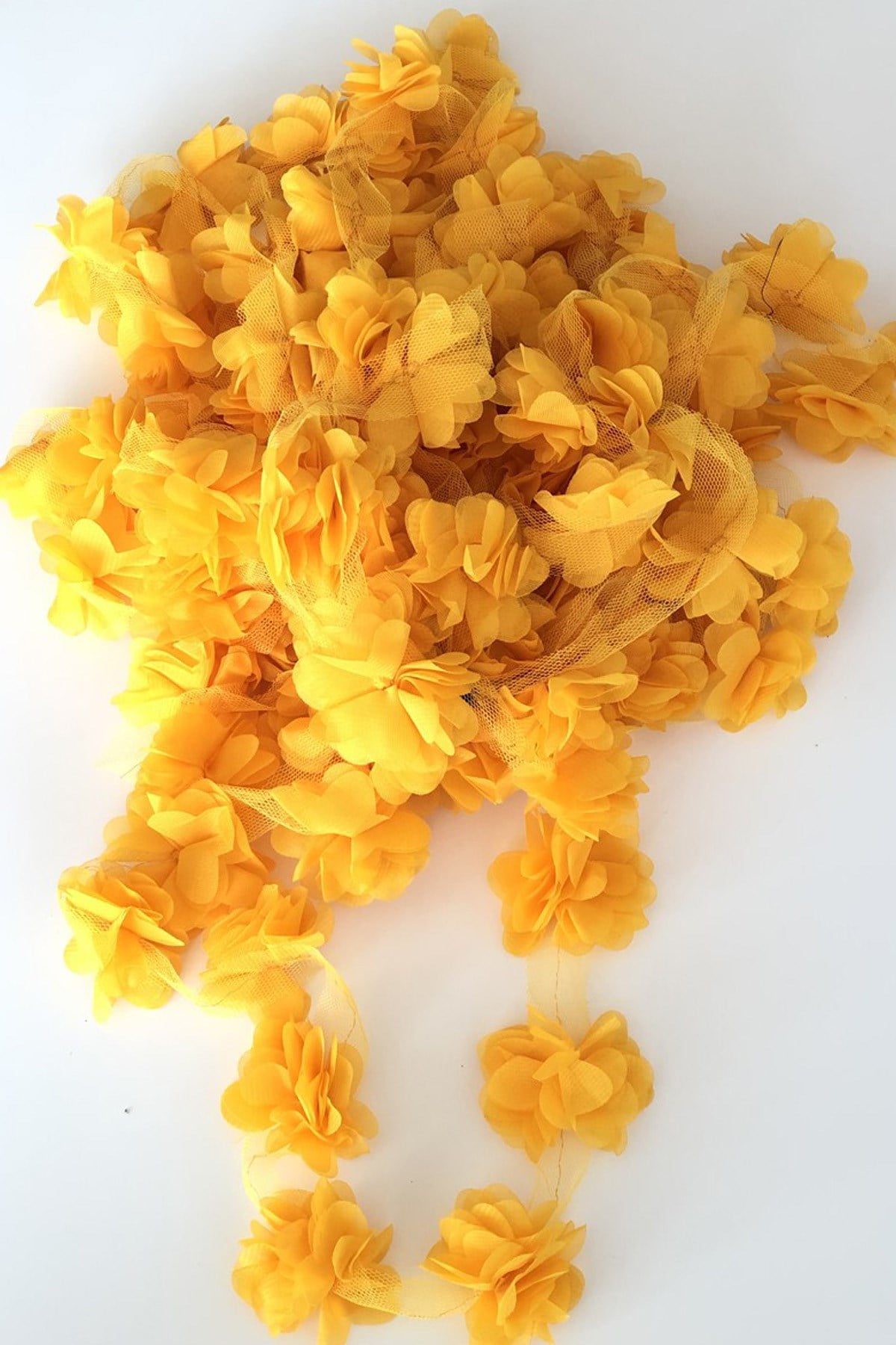 Dark Yellow Laser Cut Chiffon Tulle Flower
