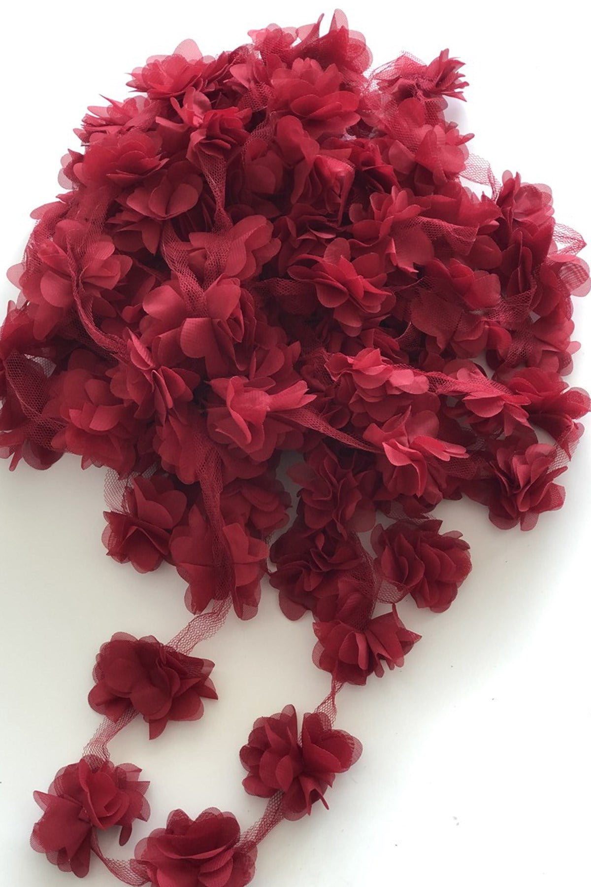 Burgundy Laser Cut Chiffon Tulle Flower