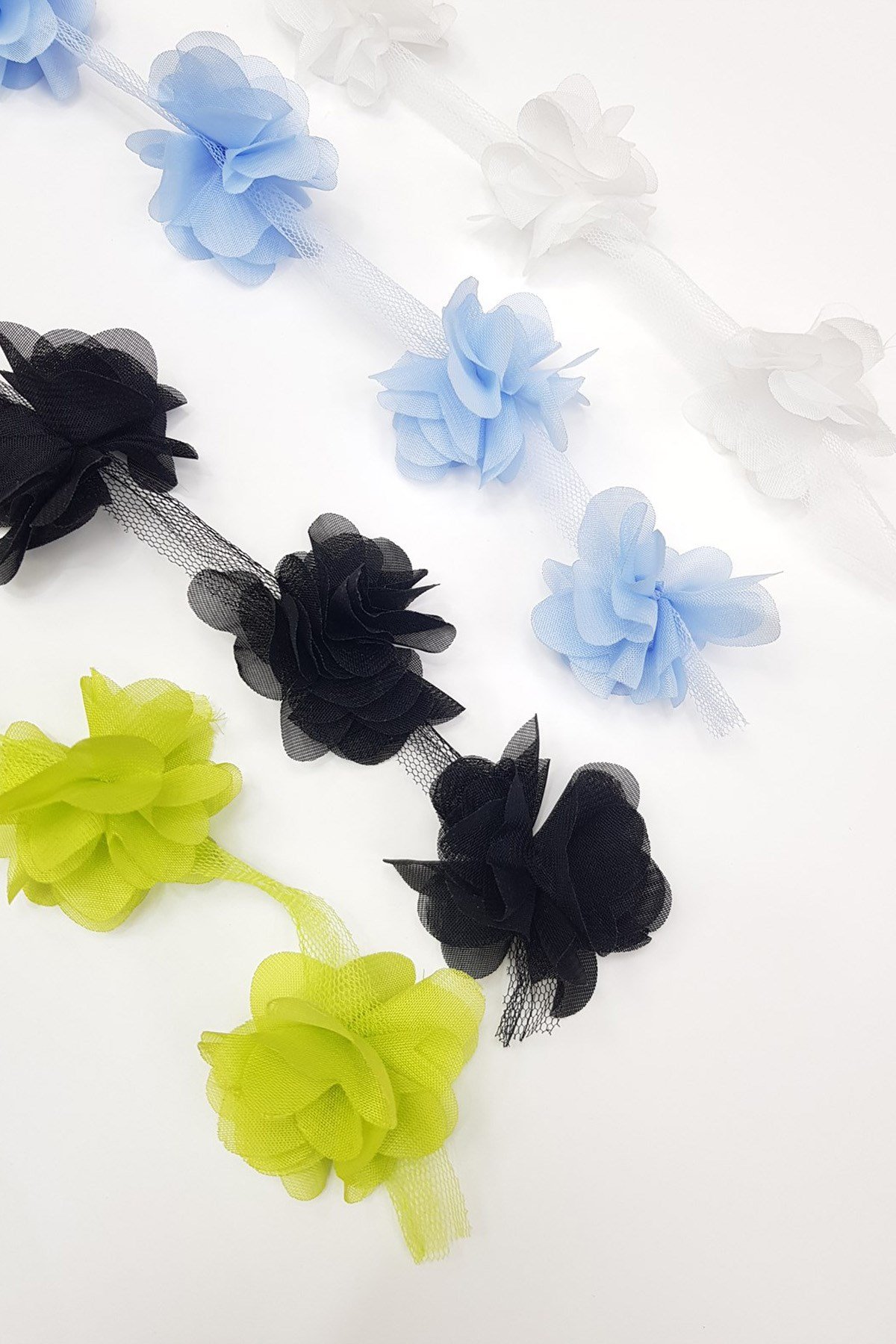 Laser Cut Tulle Chiffon Flower Colorful