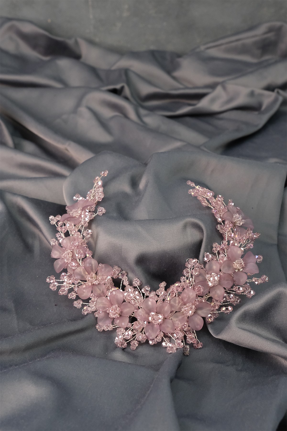 Lila Nida Flower Enamel Bridal Crown Hair and Turban Accessory
