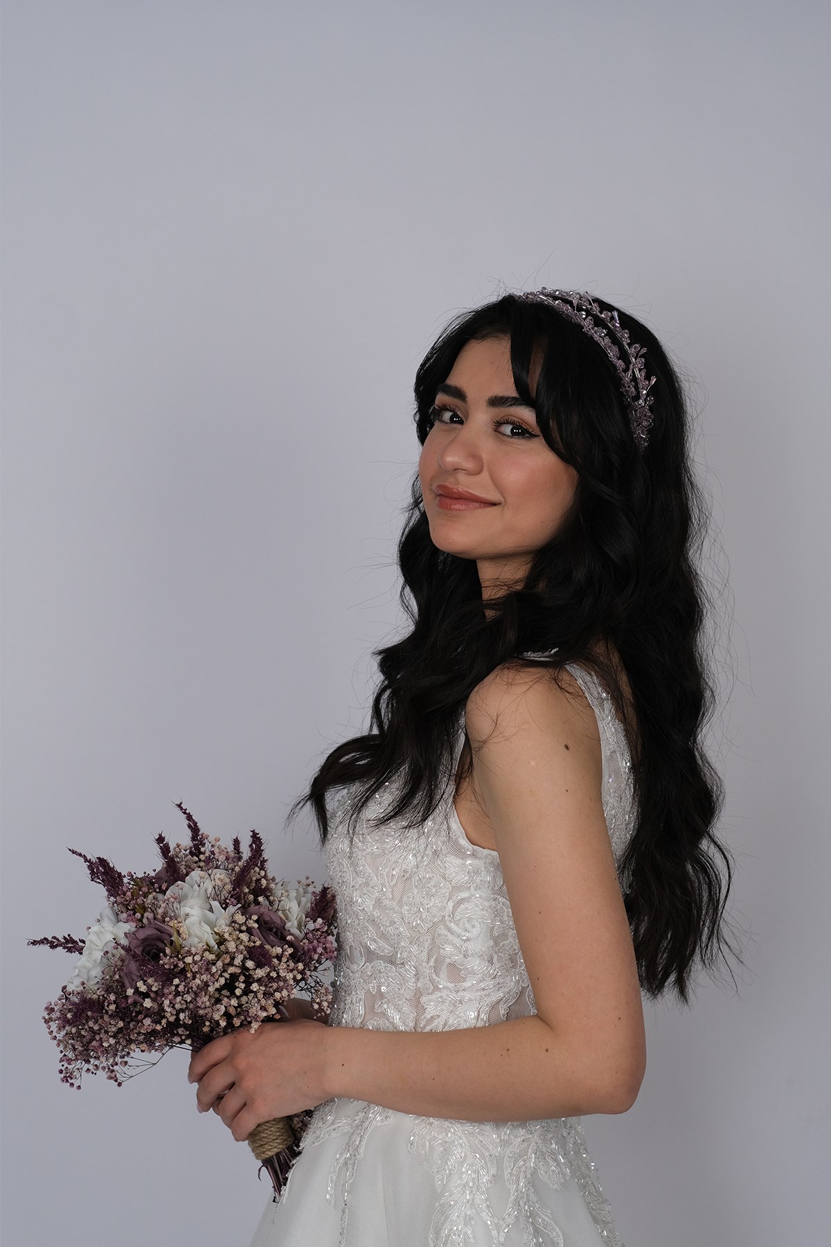 Lila Talya Double Row Beaded Bridal Henna Crown
