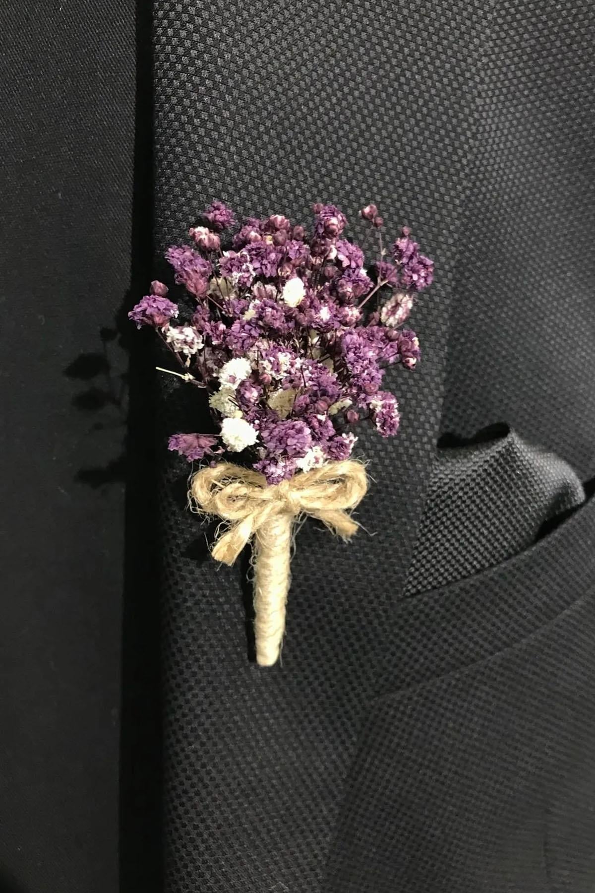Lila Yaka Çiçeği Damat Çiçeği Sağdıç Çiçeği Düğün İçin Çiçek 10 Adet
