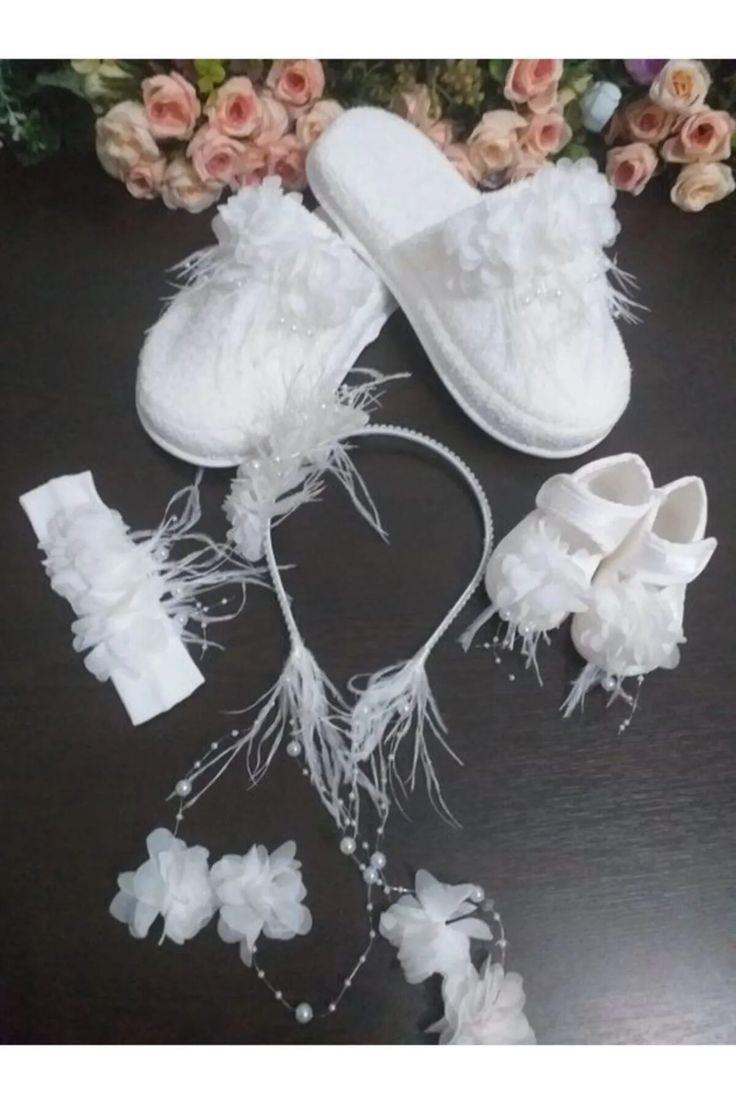 Lohusa Terlik Ve Taç Bebek Patik Ve Bandana Seti