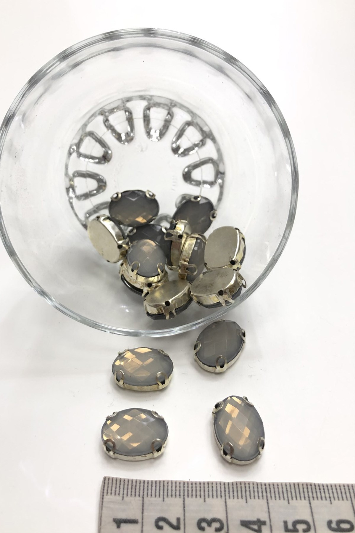 Matt Gray Oval Stud Stone 10 pcs