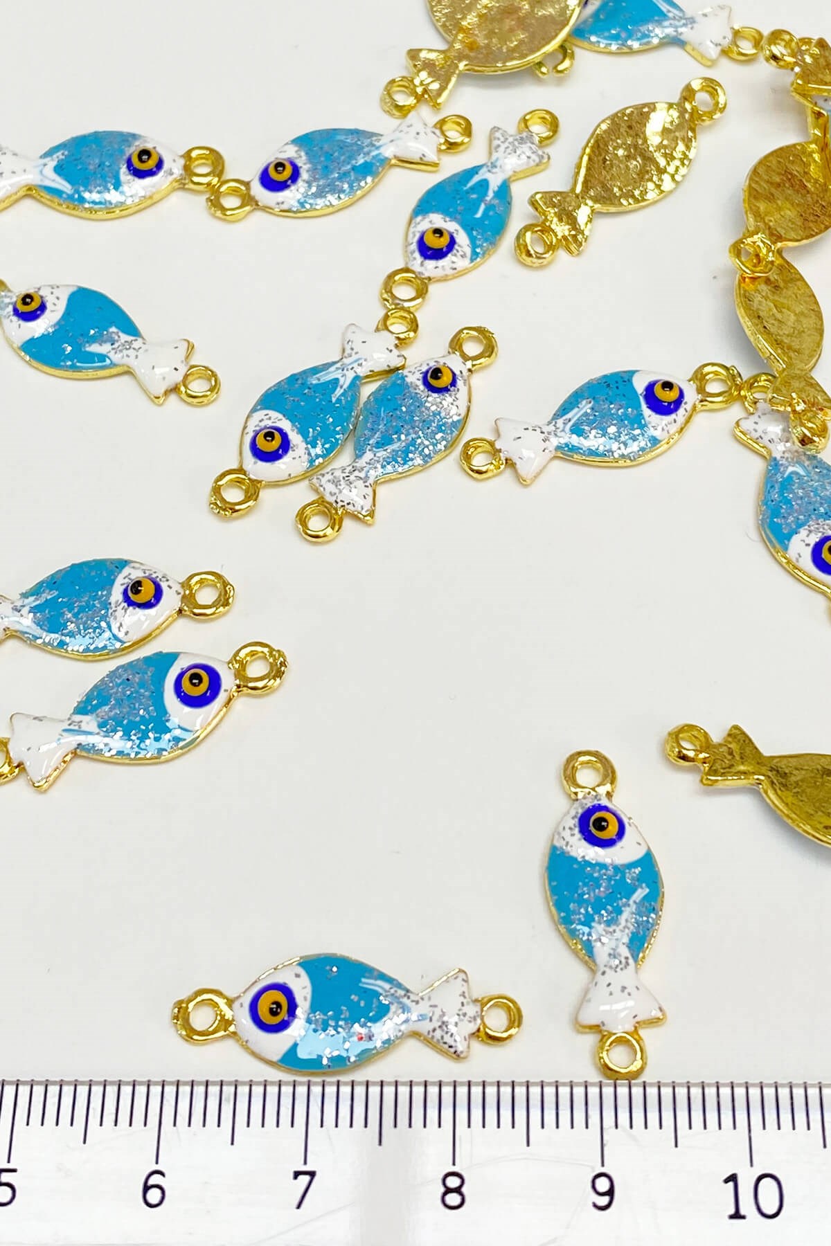 Blue Fish Shape Evil Eye Bead Pendant 1 Piece