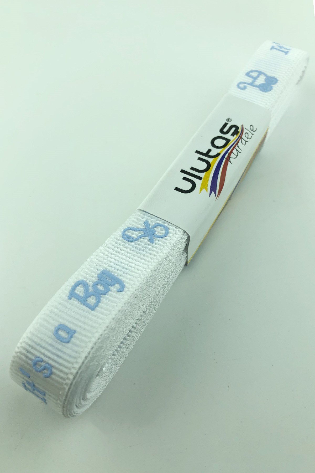 Mavi Beyaz Bebek Figür Baskılı Grogren Kurdele 1,5 cm