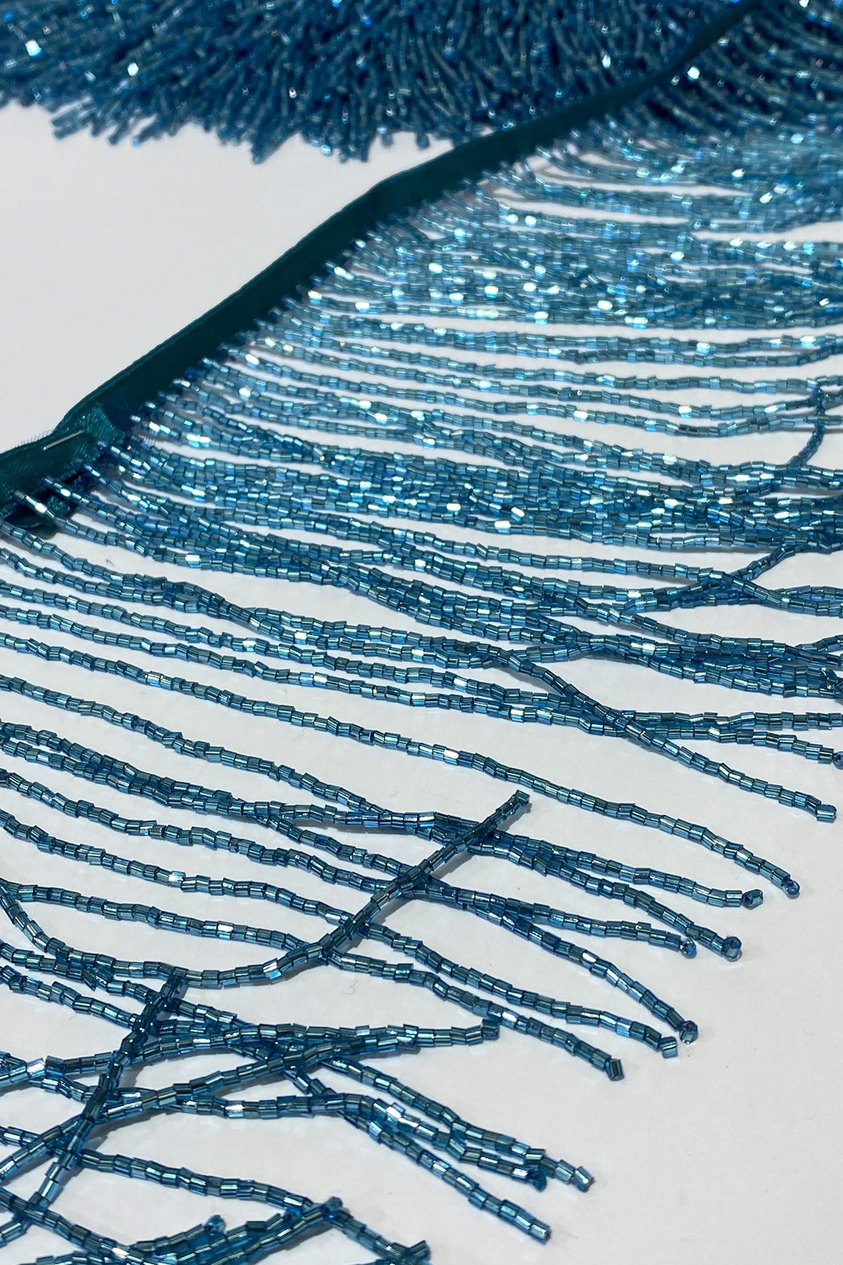 15 cm Fringe Tassel Ribbon with Blue Beads