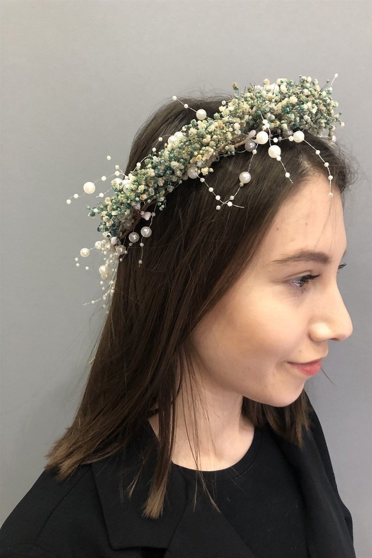 Blue Gypsum Pearly Dry Flower Crown