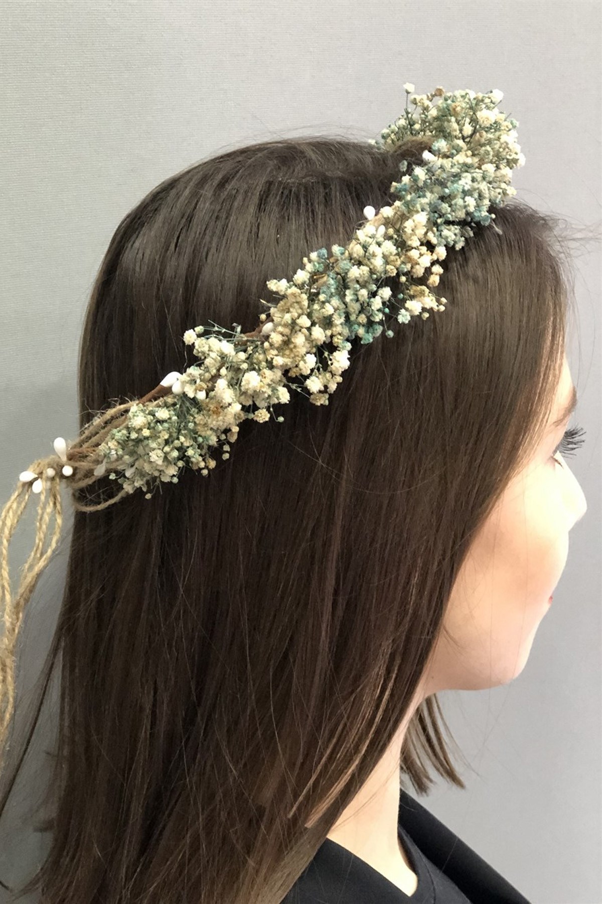 Blue Gypsum Dried Flower Crown
