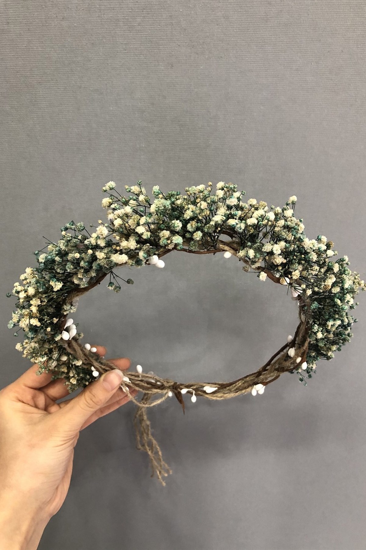 Blue Gypsum Dried Flower Crown