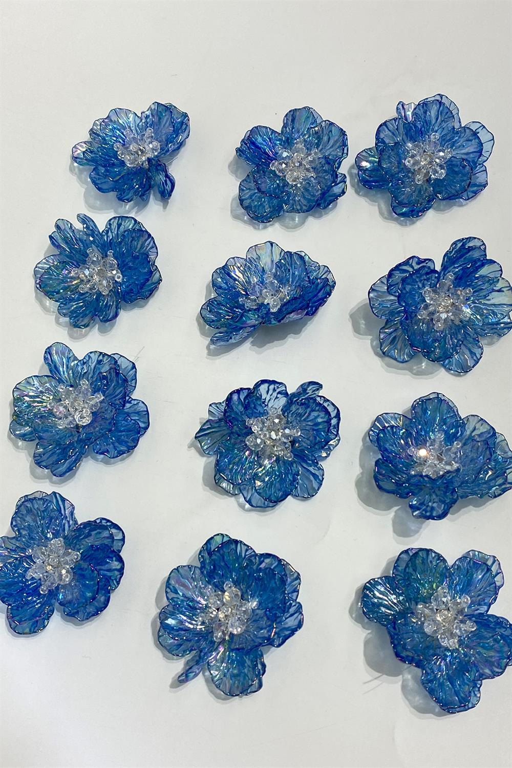 الذهب الأزرق أم اللؤلؤ ورقة كريستال مطرز بروش اللؤلؤ